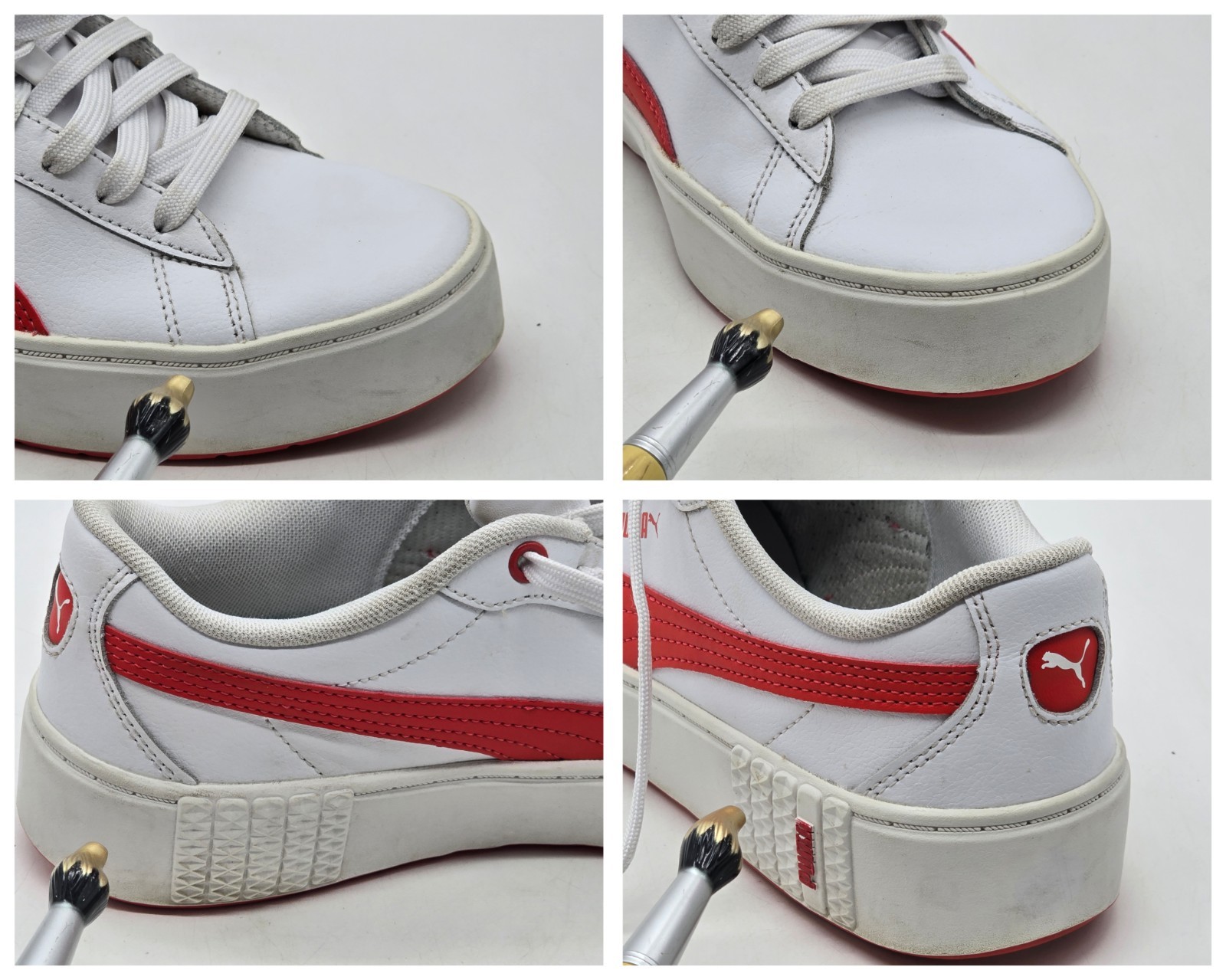 Womens Sneakers Puma Smash Platform V2 Casual Size 9 White Red Style 373035-06