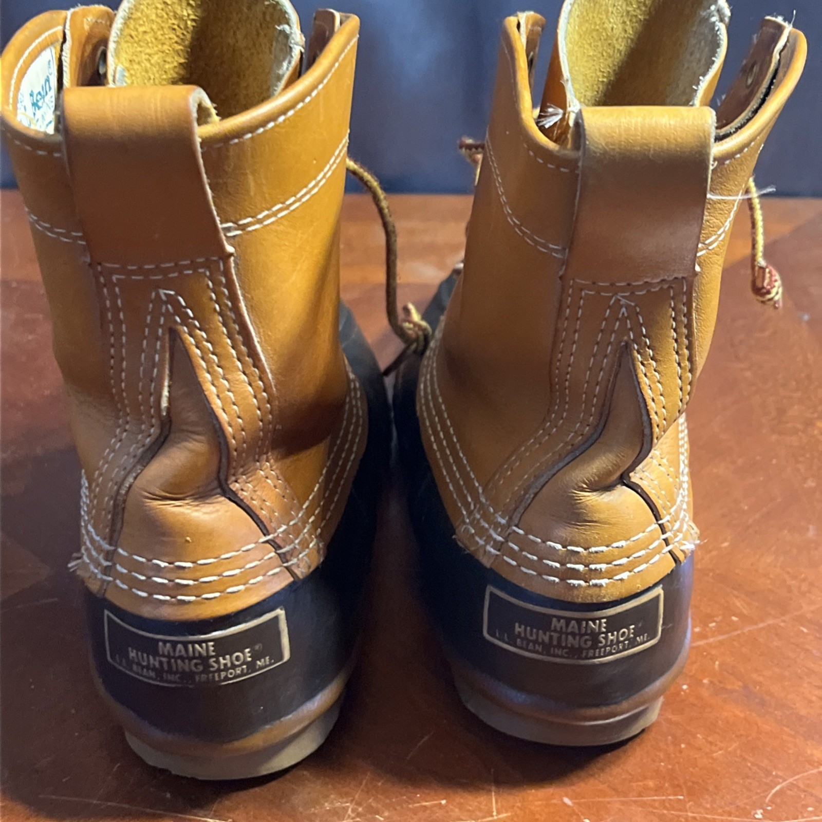 LL Bean Womens Maine Hunting Shoe Leather & Rubber Waterproof Duck Boots Size 8