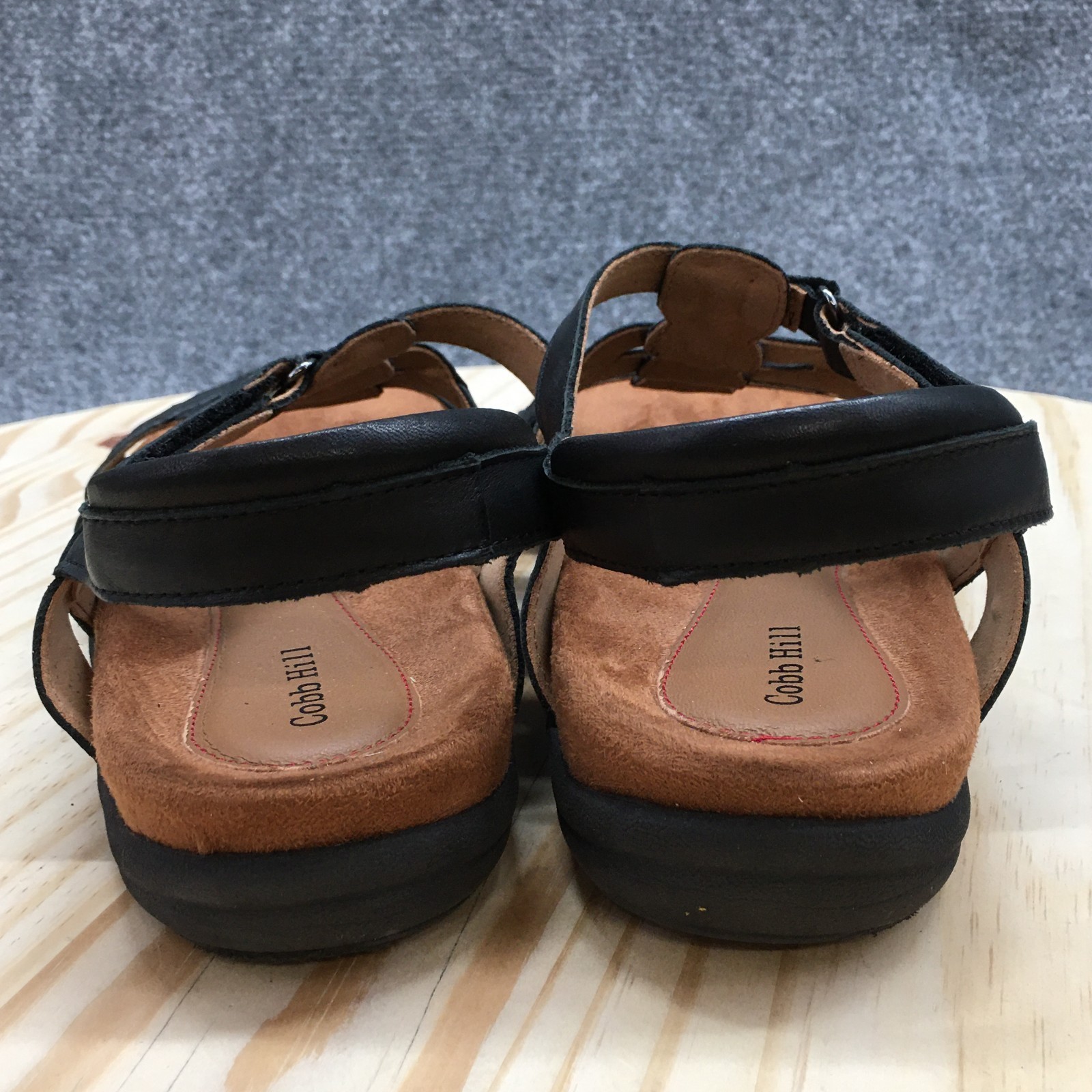 Cobb Hill Sandals Womens 10 N Ruby Strappy Slingback Flats CI7777 Black Leather