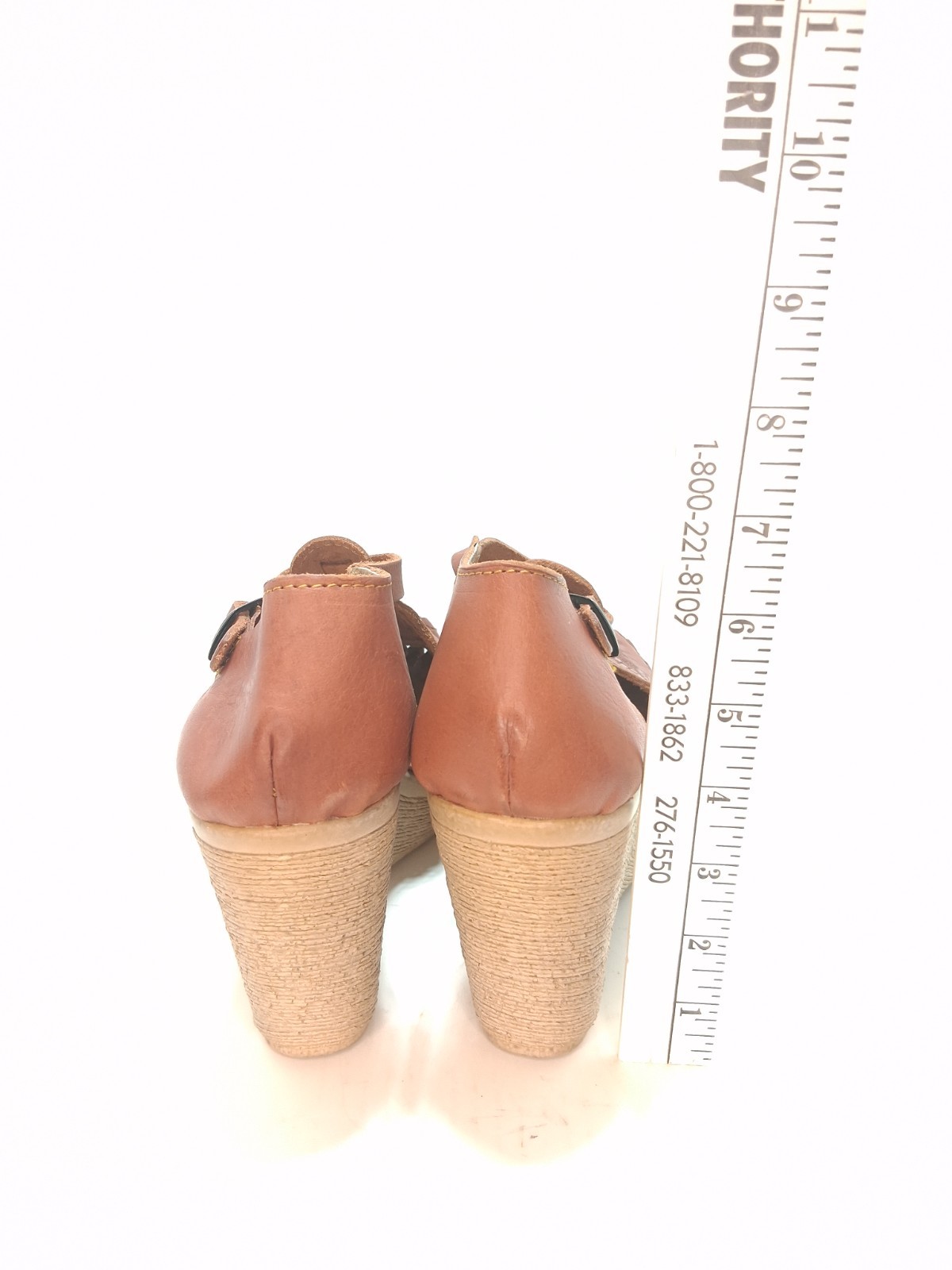 Mexicanita Handmade Leather Wedge Sandals Womens 9 Cognac Tooled Floral Huarache