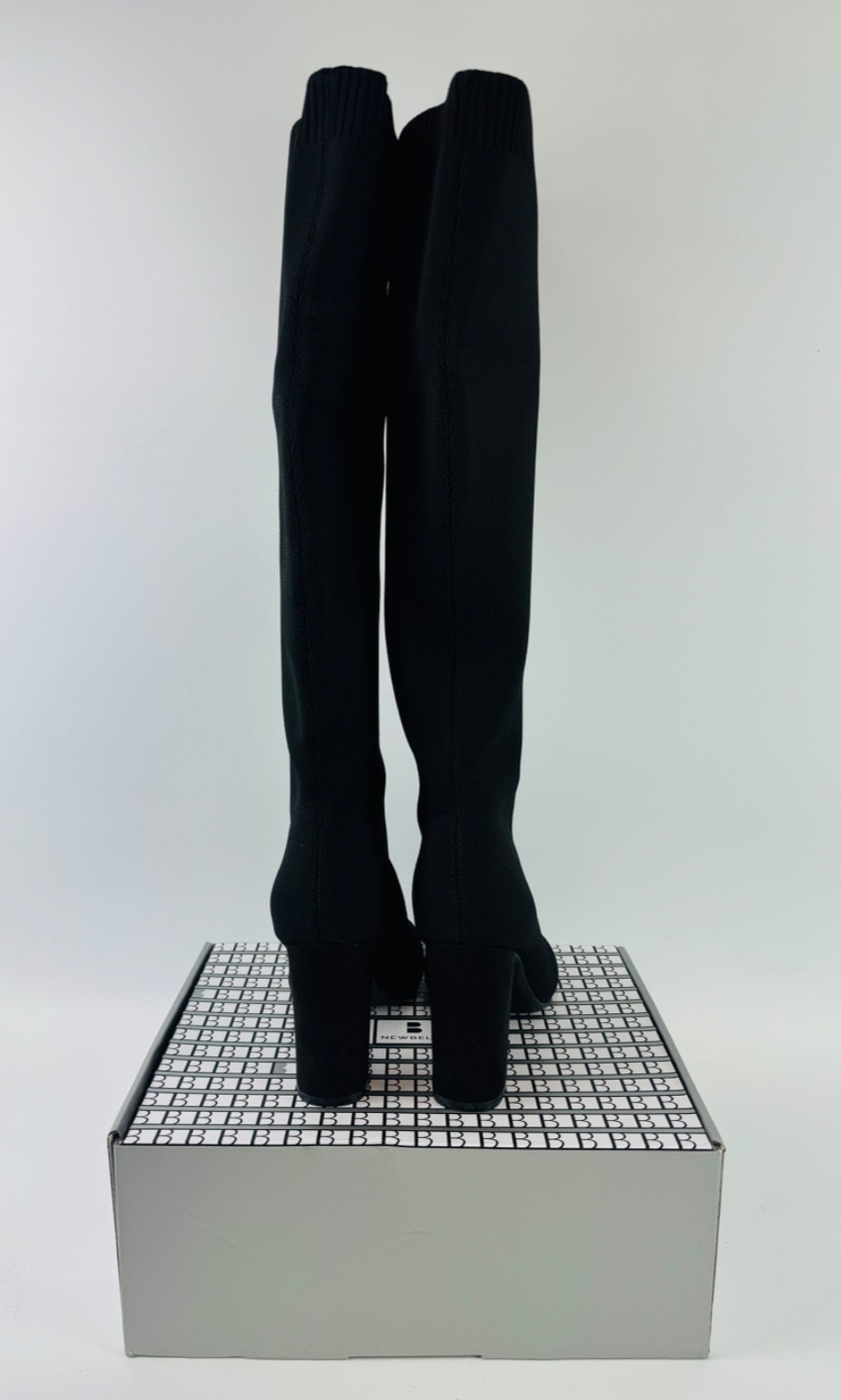 NEWBELLA Womens Stretch Knit Over Knee Boots Chunky Heel Anti-Slip Winter Boot 6