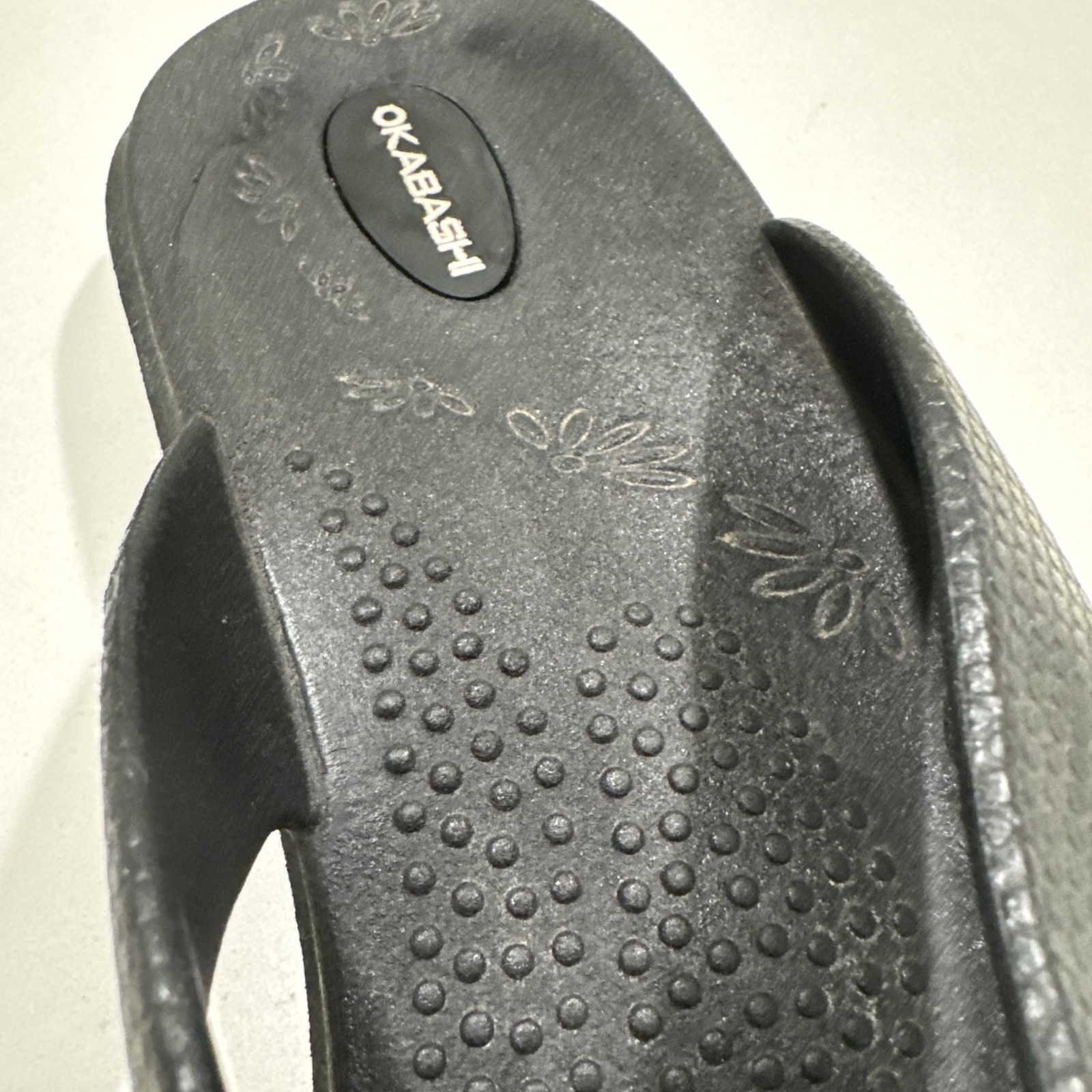 Okabashi Maui Sandals Women L 9-10 Flip Flop Black USA Orthopedic Comfort Arch