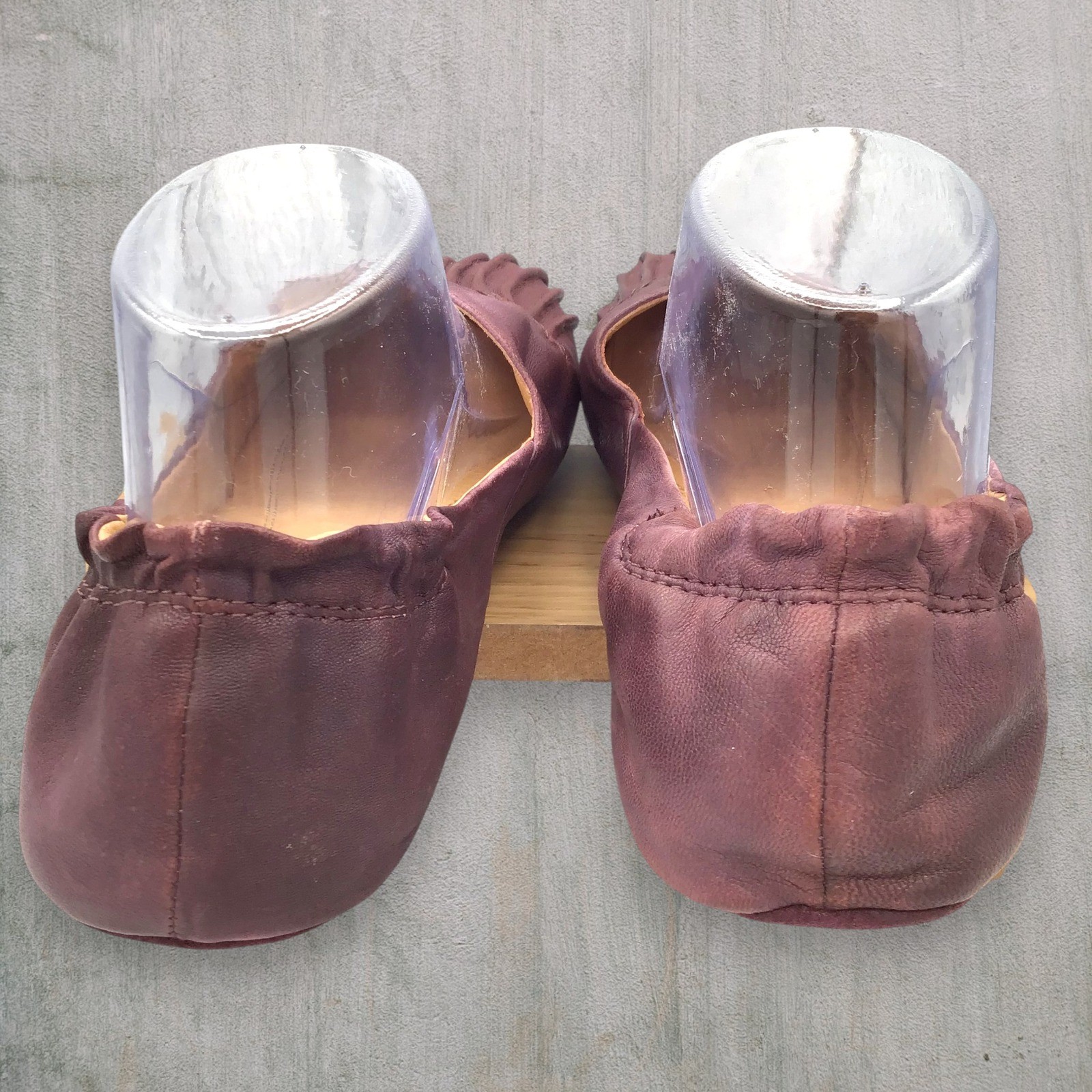 Chocolat Blu CAM2 Plum Purple Leather Pleated Ballet Flats Shoes Moccasin Sz 8.5