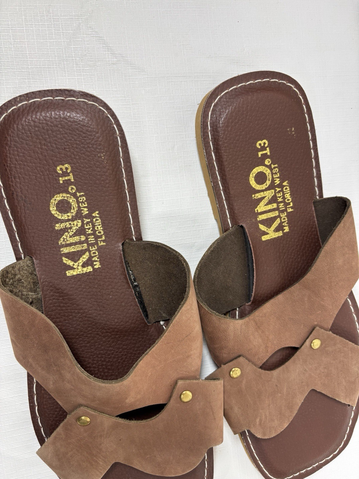 KINO Womens Leather Suede Slip On Sandals Sz 13 Handmade Key West Florida Casual