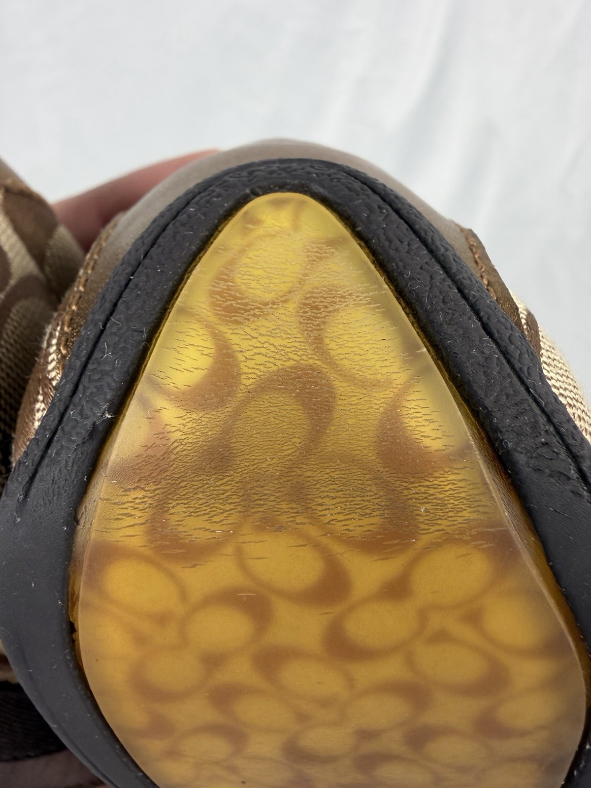 Coach JAYME Brown Gold Signature C Logo Sneakers Shoes Lace Up Womens Size 10M