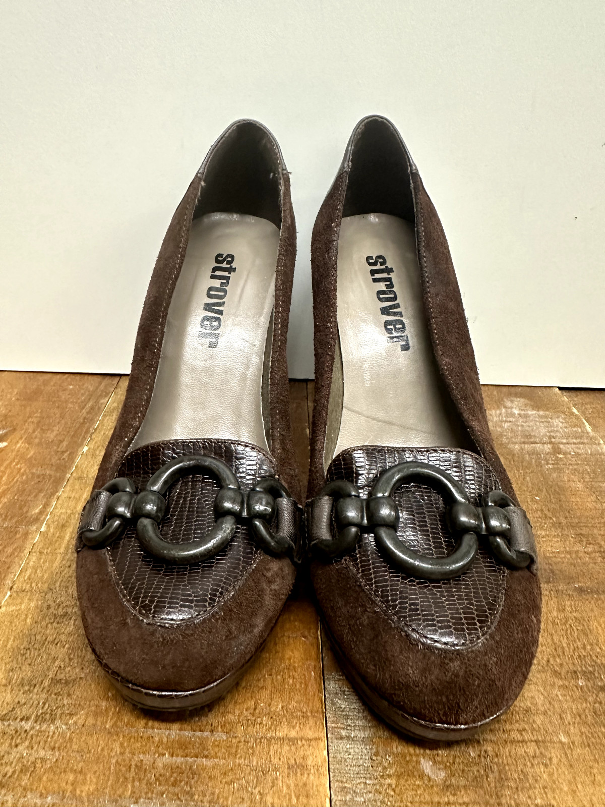 Strover women size EU 36- US 6.5 brown suede & leather pumps heel shoes