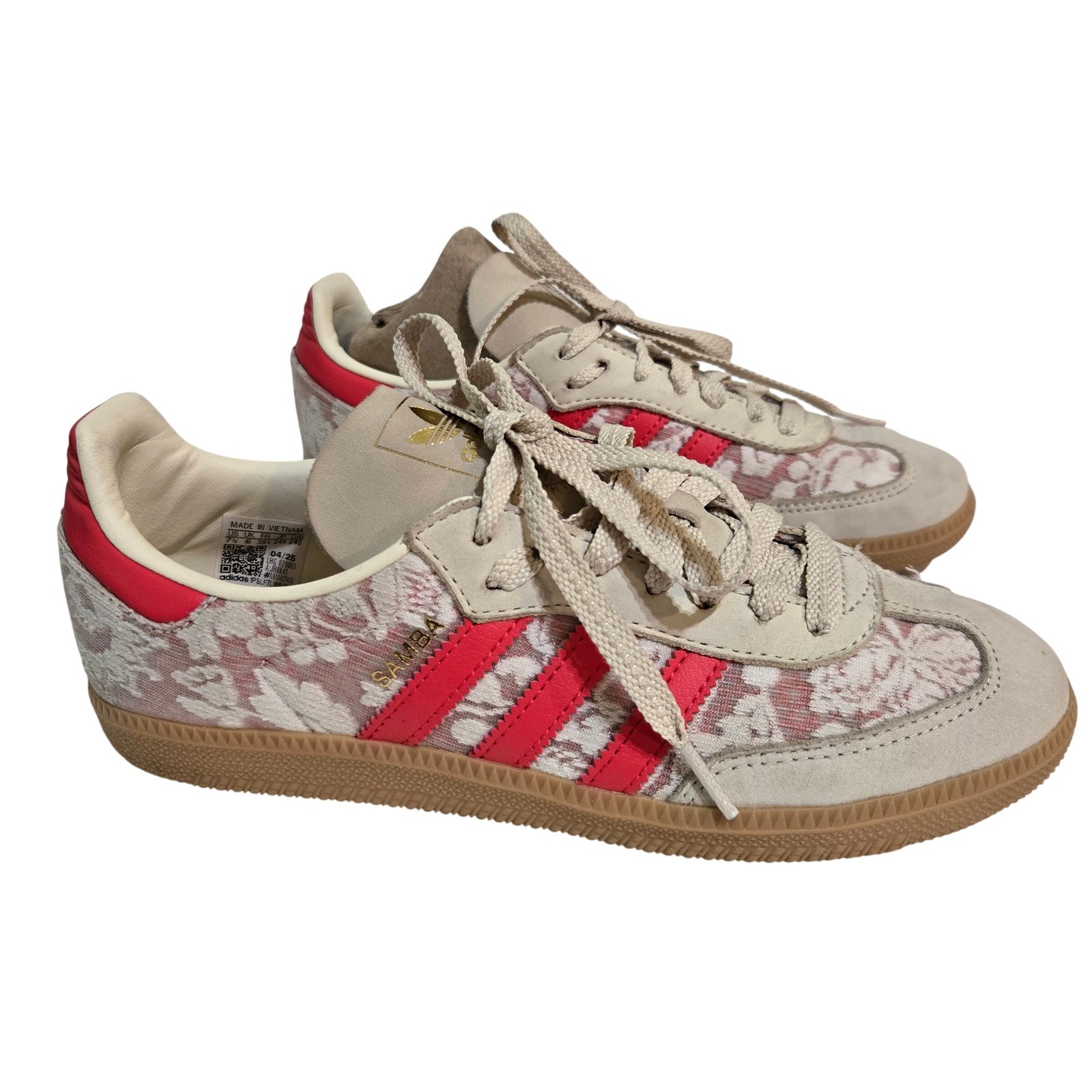 Adidas Samba OG Liberty London Womens 7.5 Better Scarlet Floral Suede Sneakers