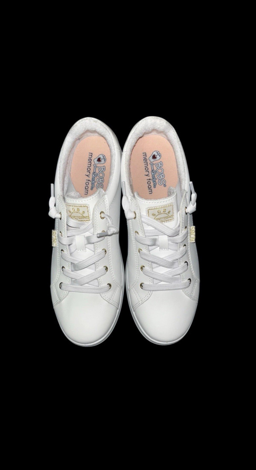 Skechers BOBS Memory Foam Lace-Up Low Top White Sneakers Unisex Floral