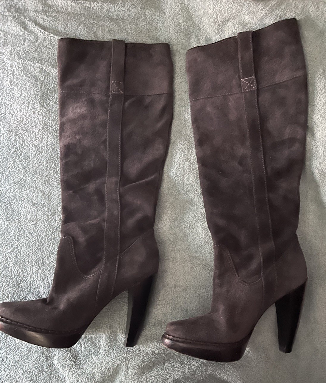 Michael Kors Black Suede Knee High Platform Pull-On Cone Heel Boots 6.5