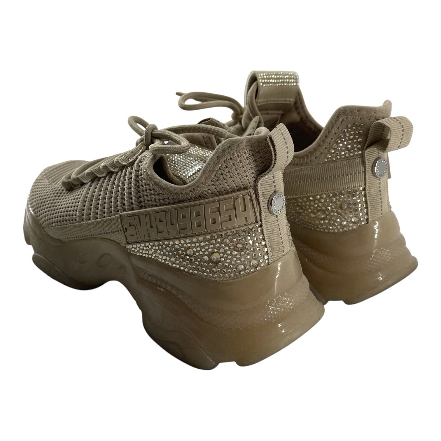 Steve Madden Rhinestone Maxima SM NY90 Tan Beige Sneaker Women’s Size 7M