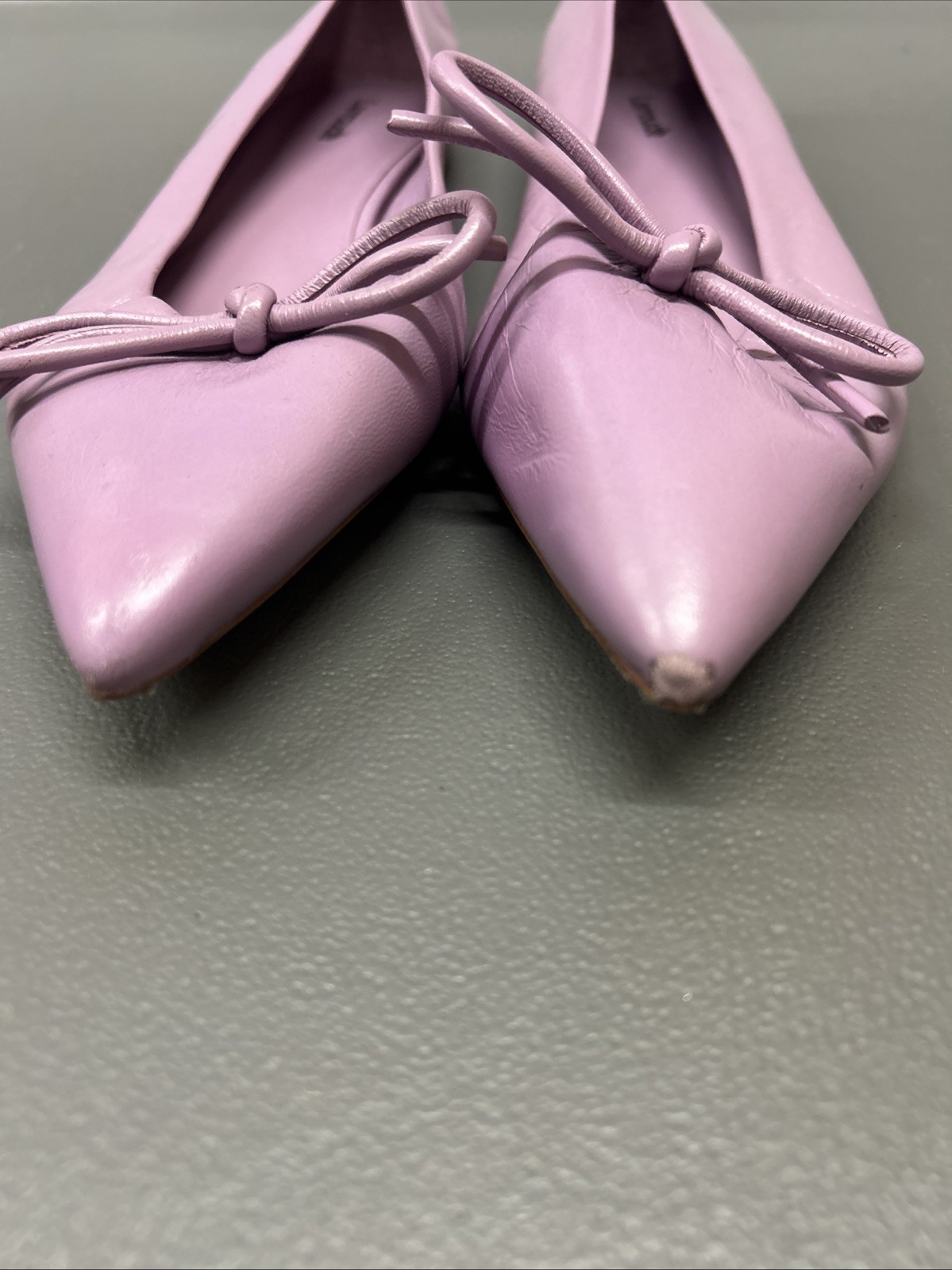 Larroude Flat Womens 9 Lavender Leather Bow Pointed Toe Hand Made Brazil $250