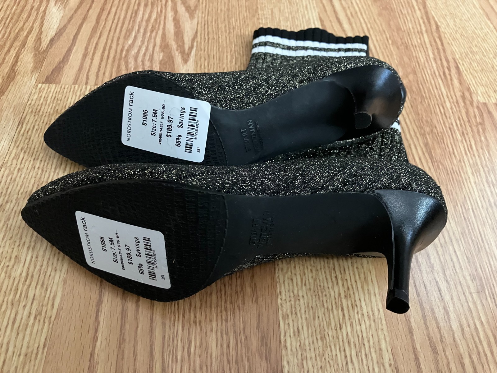 NWT STUART WEITZMAN WAVERLY Metallic Knit Sock Bootie Boots Size US 7.5M $575.00