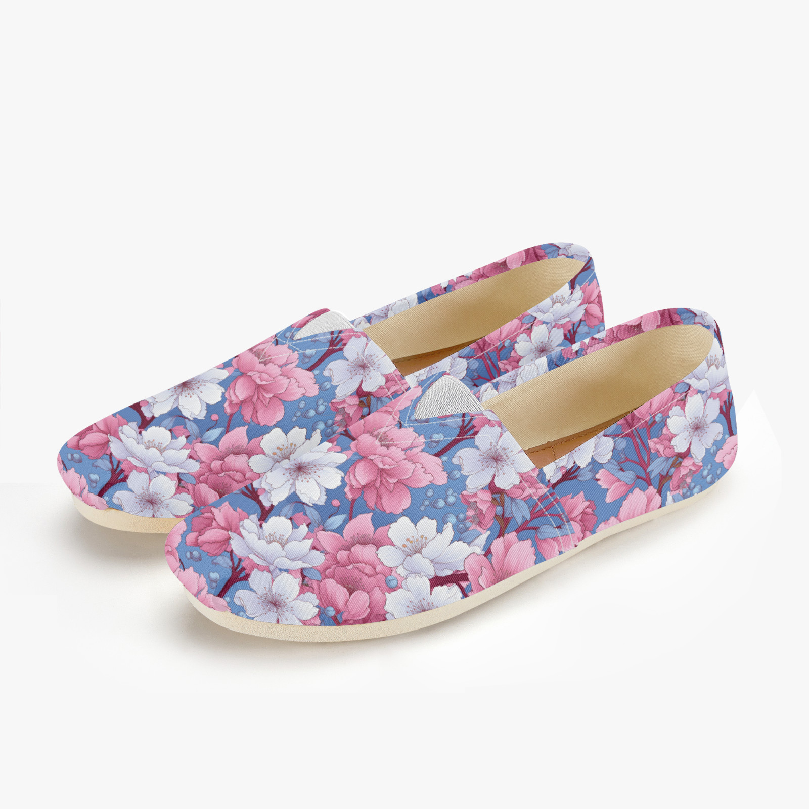 Japanese Cherry Blossom Slipons Ballerina Flat Pink Blue White Flower Comfy Shoe