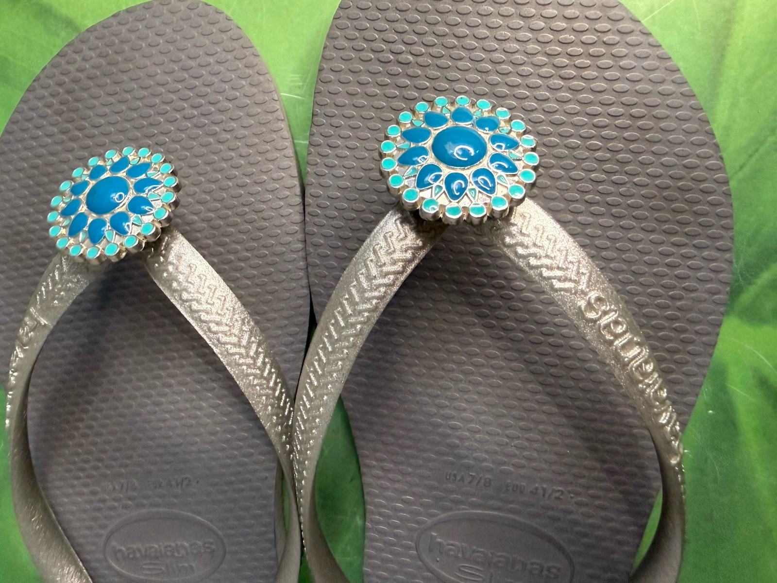 Original Havaianas Flip Flops Women Slim with Flowers Women’s 7-8