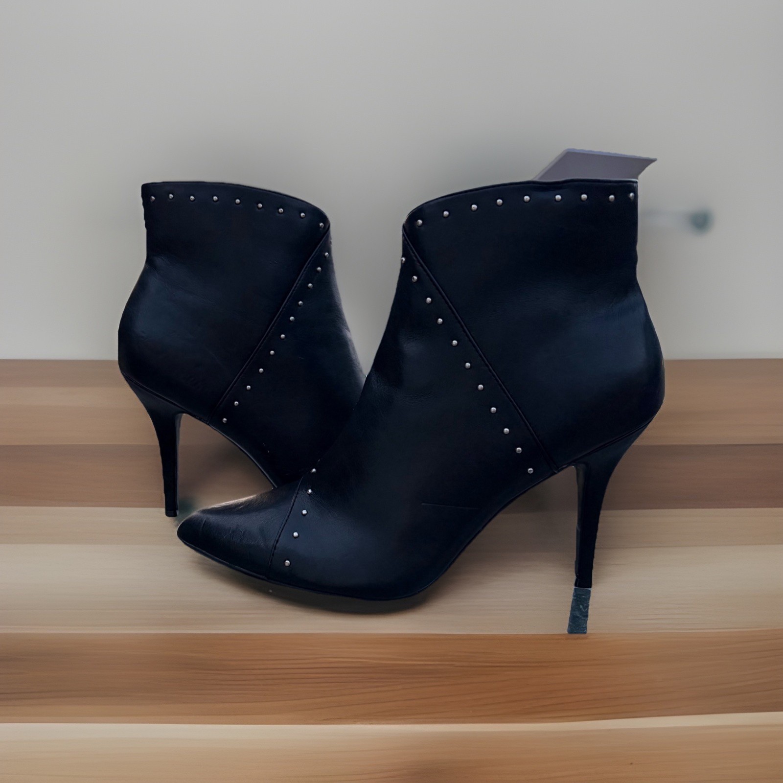 The Limited Black Vegan Studded Stiletto Ankle Boots 9 1/2 Punk Goth Emo Rock