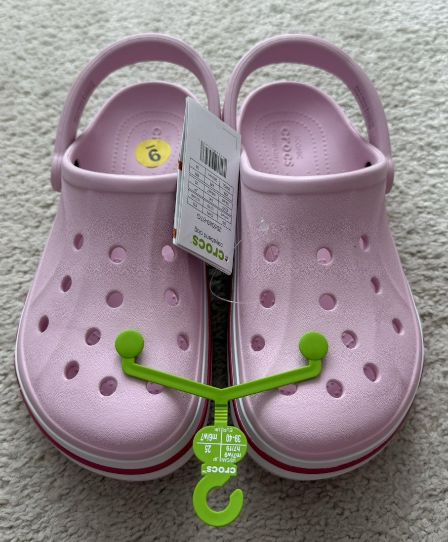 New CROCS Women’s BAYABAND CLOG 205089-6TG PINK SANDALS US W9/M7