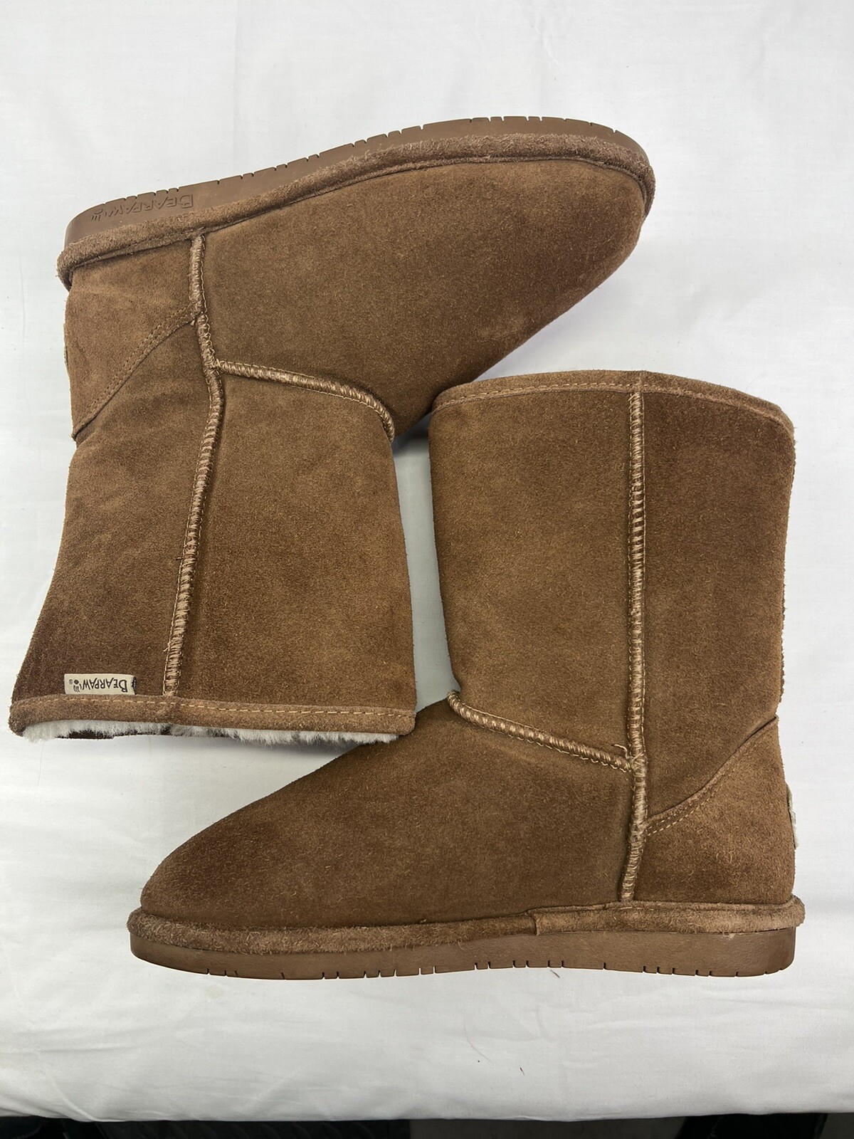 Bearpaw Emma Short Brown Round Toe Pull On Winter Boots Womens Size US 10 608W