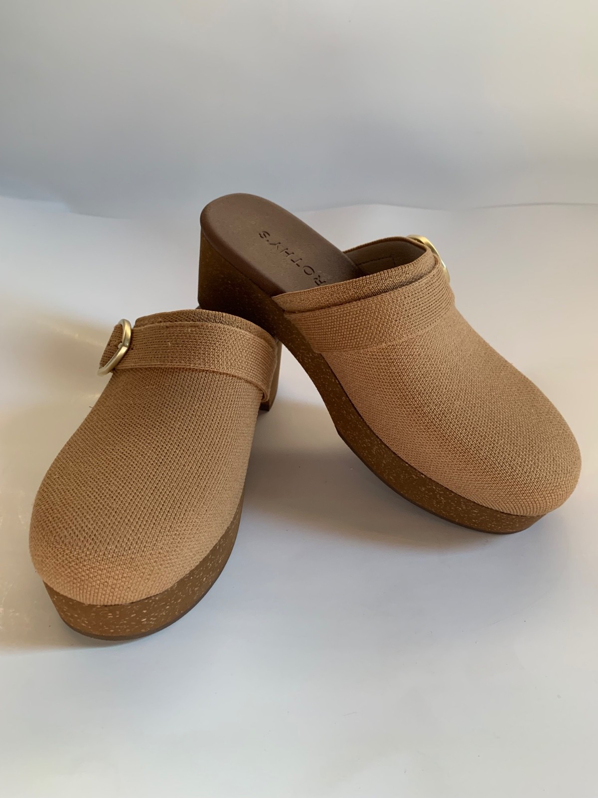 New! Rothy’s Clogs Mules US Women’s Size W9 Cork Look Buckle Synthetic Textile