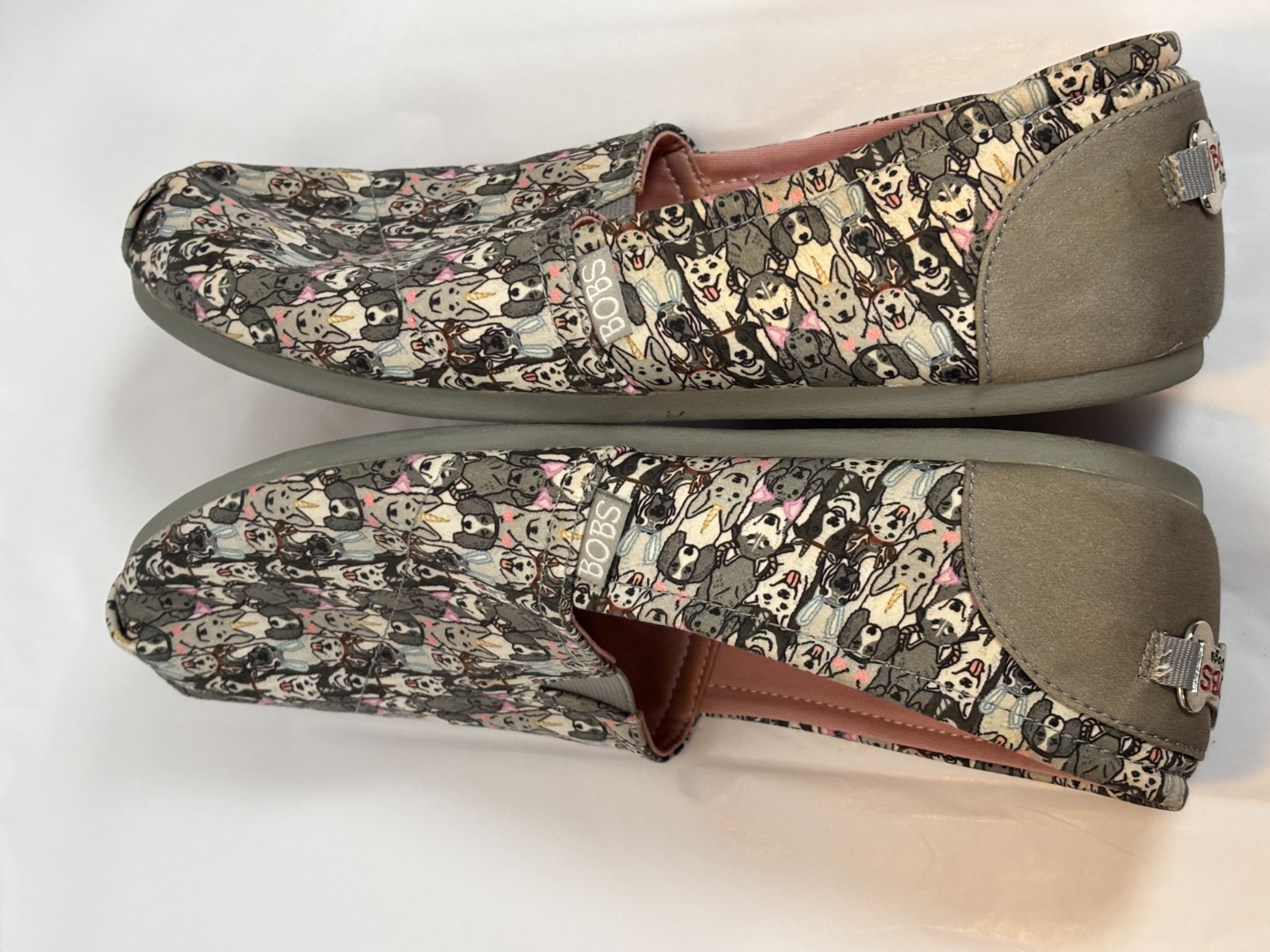 BOBS by Skechers Memory Foam Slip-On Dog Print Canvas Shoes Women’s Size 11