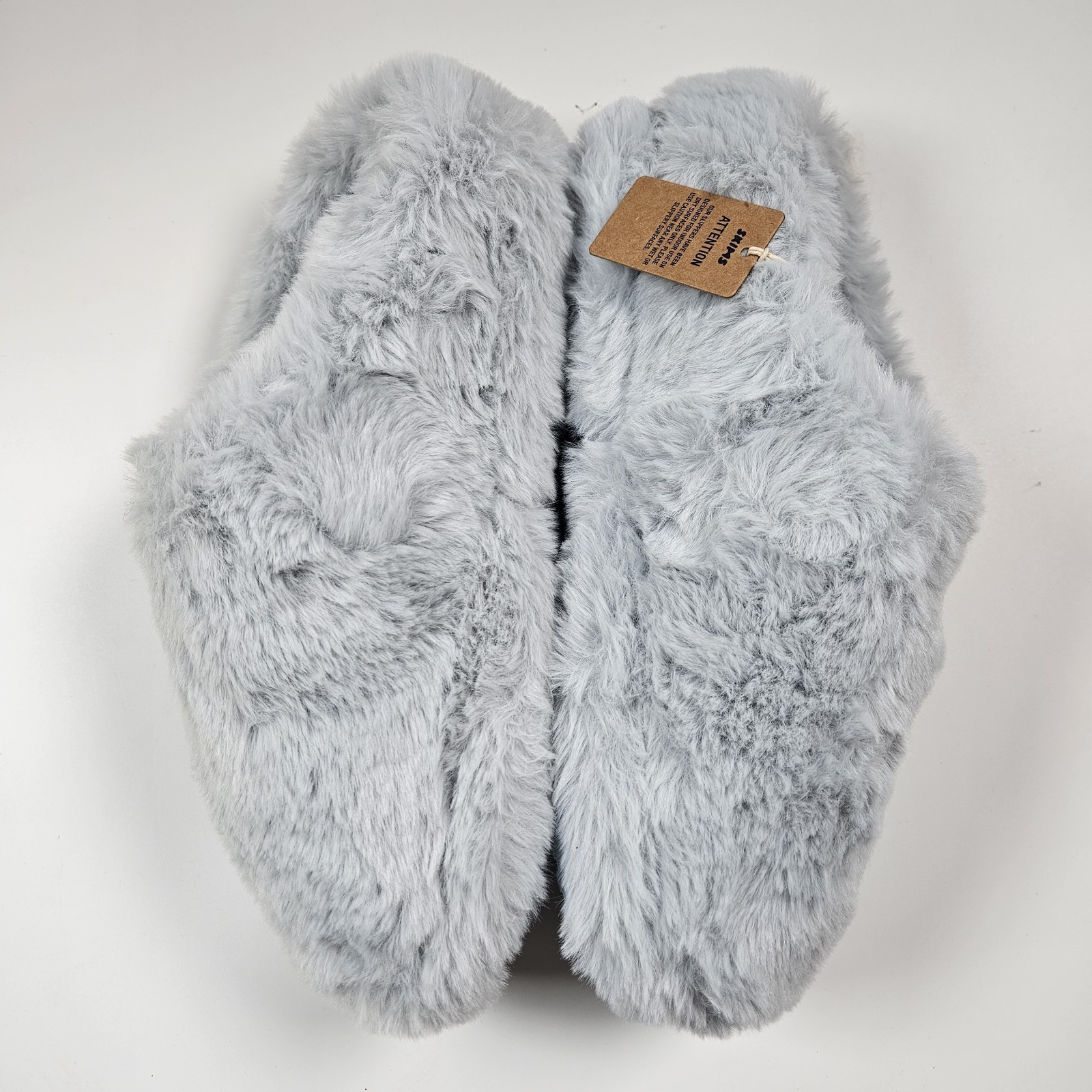 NEW SKIMS Faux Fur Slippers Gray Sz 39 Comfy Lounge Fluffy Cozy