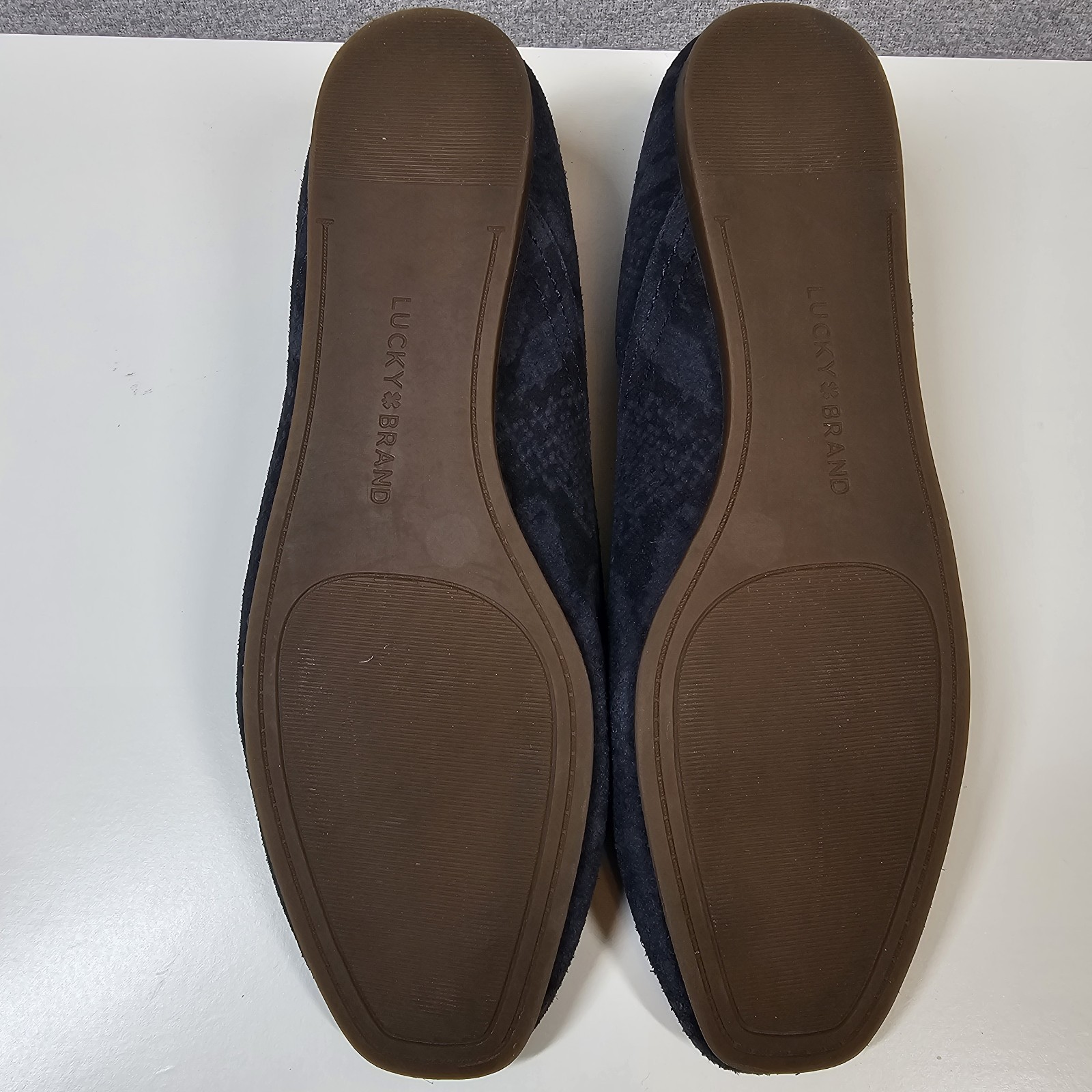 Lucky Brand ALBA Suede Slip-On Ballet Flats Career Boho Animal Print Blue 6.5