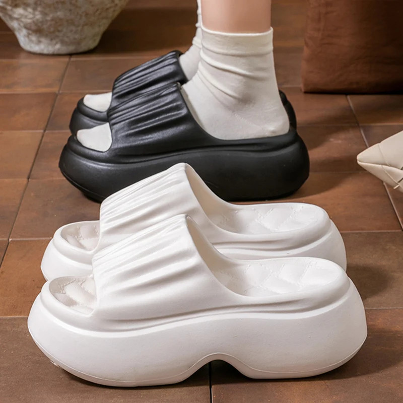 7cm High Heels Thick Bottom Slippers Women Summer 2026 Chunky Platform Eva Sole