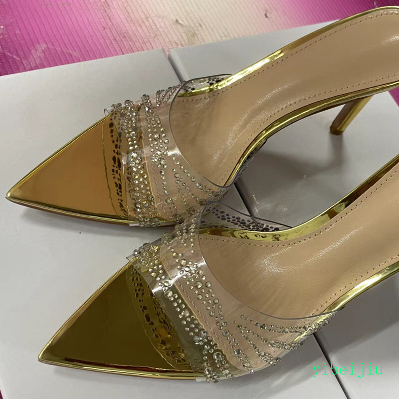 Women’s Rhinestones Clear Mules Slide Slippers Dress Formal Evening Sandals Lady