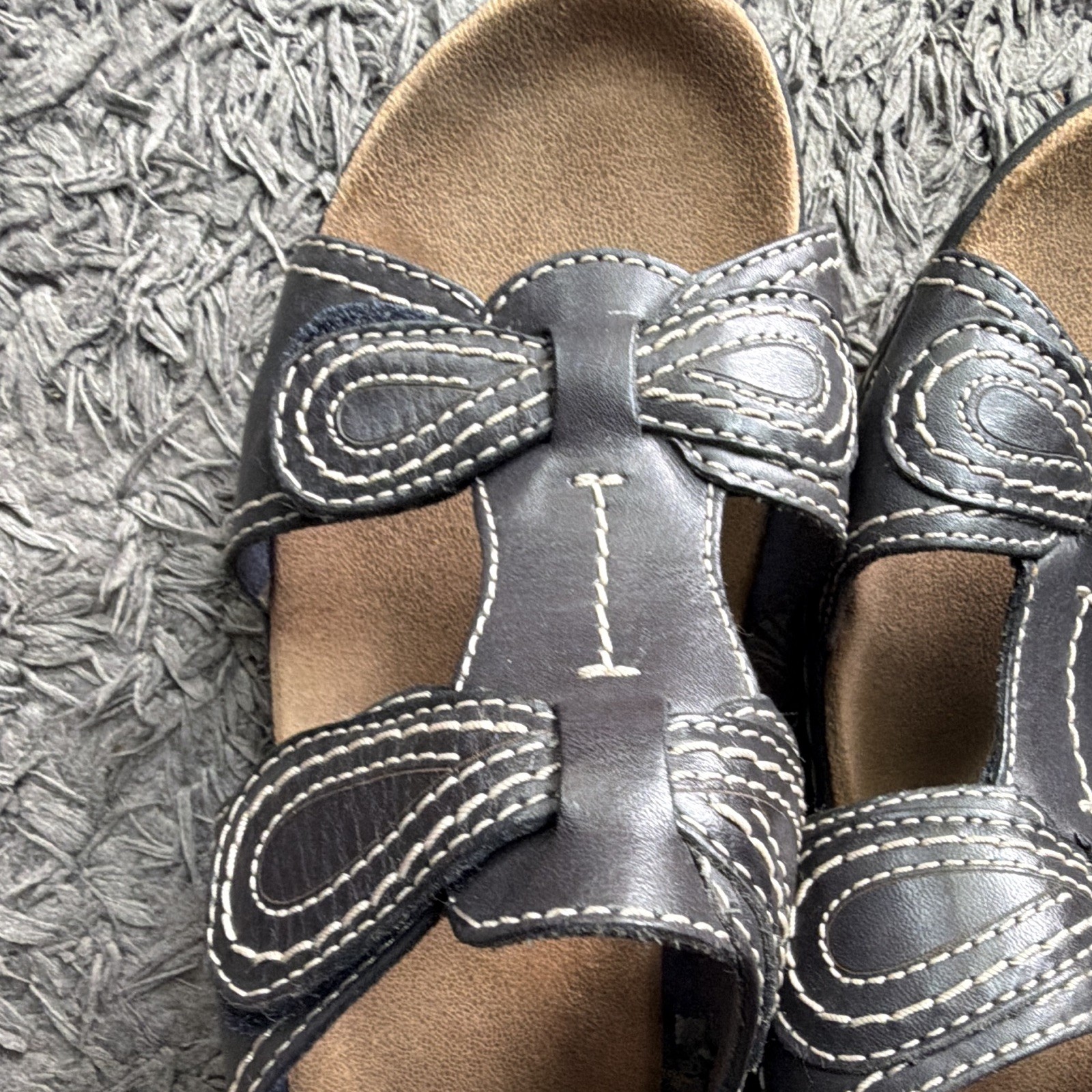 Clark’s Bendables Navy Blue Leather Slip-on Sandels Size 8 1/2M