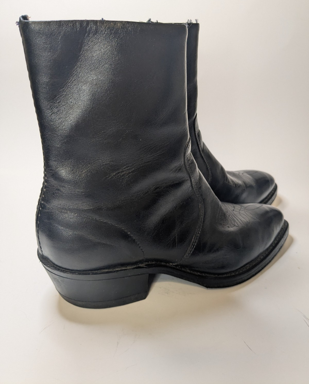 Vintage Dexter Womens 7 1/2 D Wide Black Western Cowboy Boots Vibram Soles