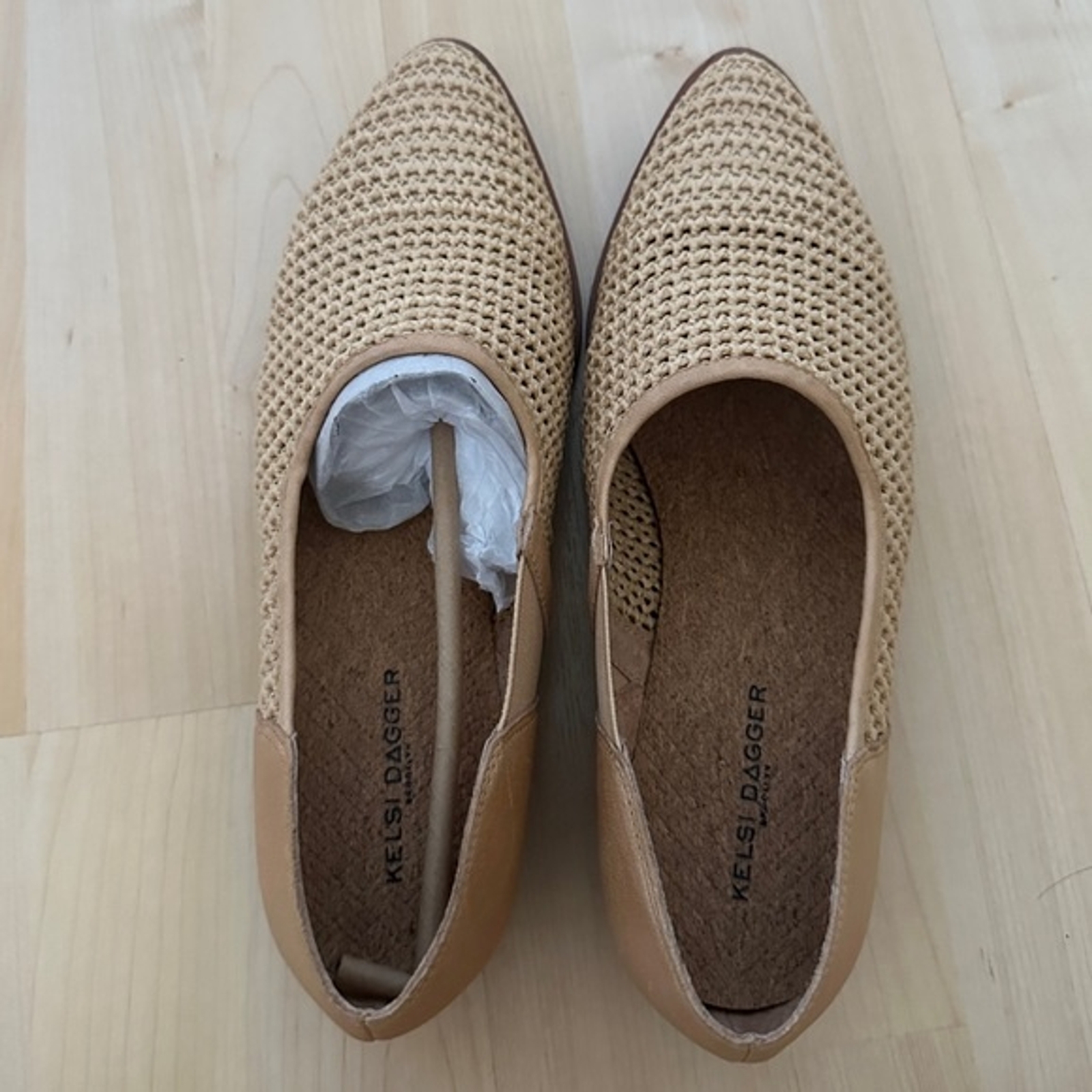 Anthropologie Kelsi Dagger Skyline Toast Mesh Women Leather Loafer Flats Sz 10