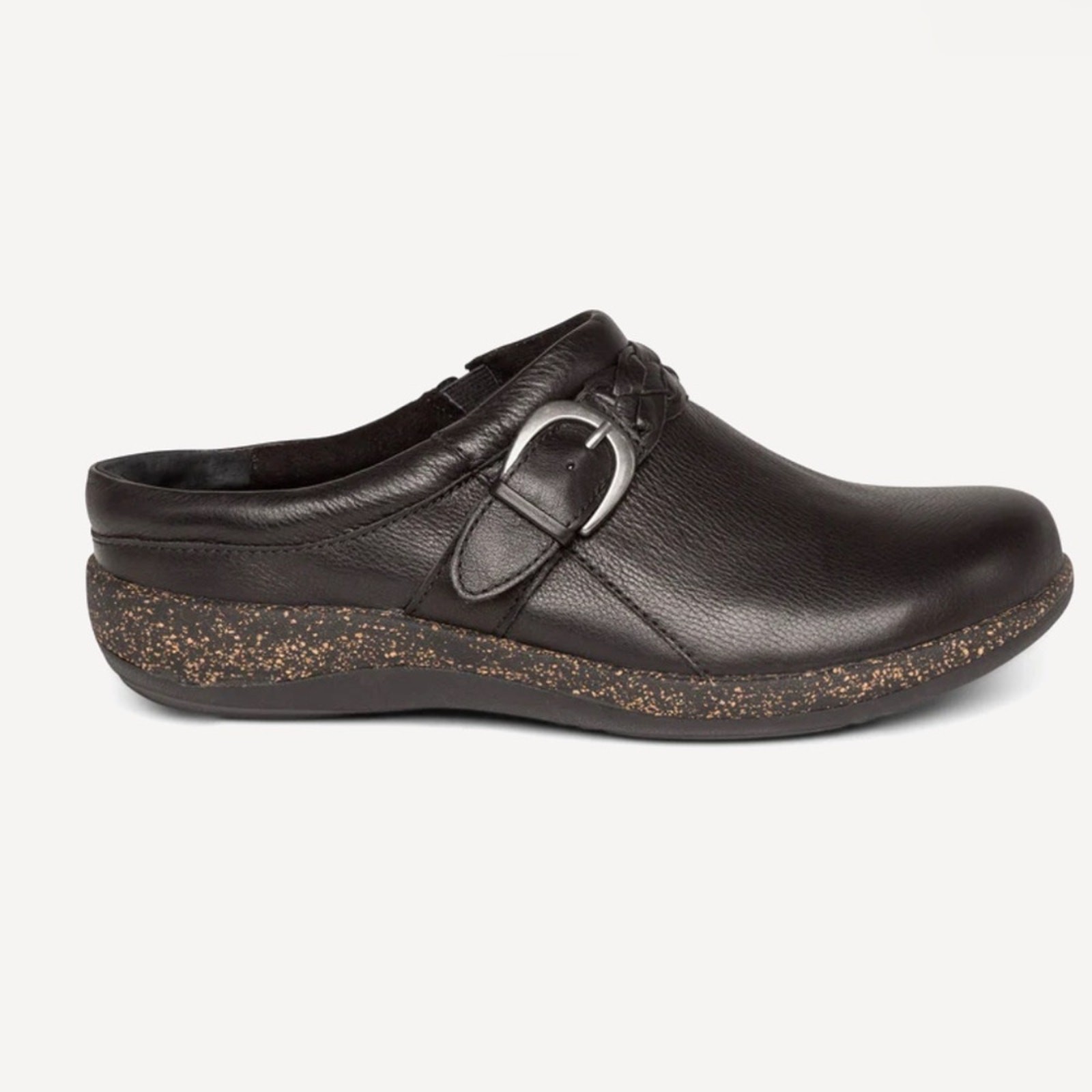 AETREX Libby Comfort Leather Clog – Black Size US6 – 6.5/EU36