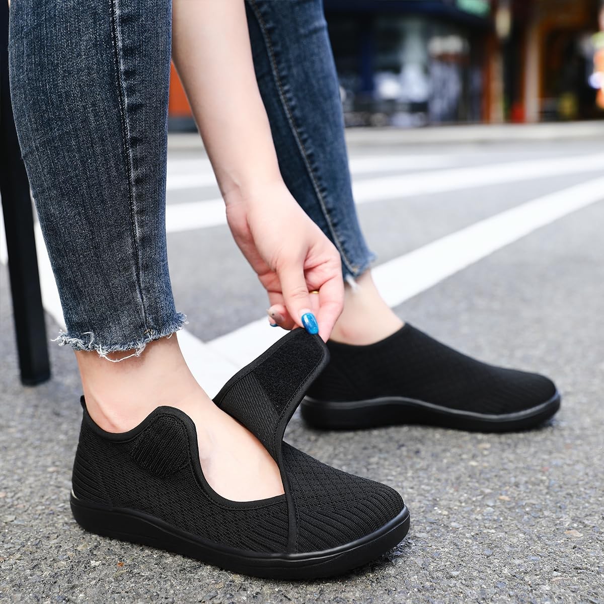 Extra Wide Diabetic Shoes for Women Adjustable Closure Barefoot Slipper Comfo…