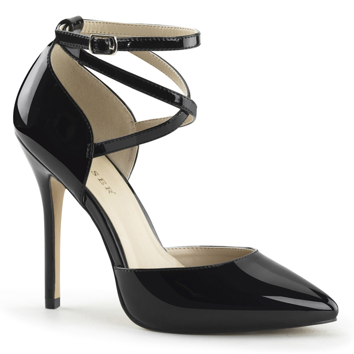 Black Shiny Pointy Toe Heel Mens Crossdresser Drag Race Large Womans Shoes Pumps