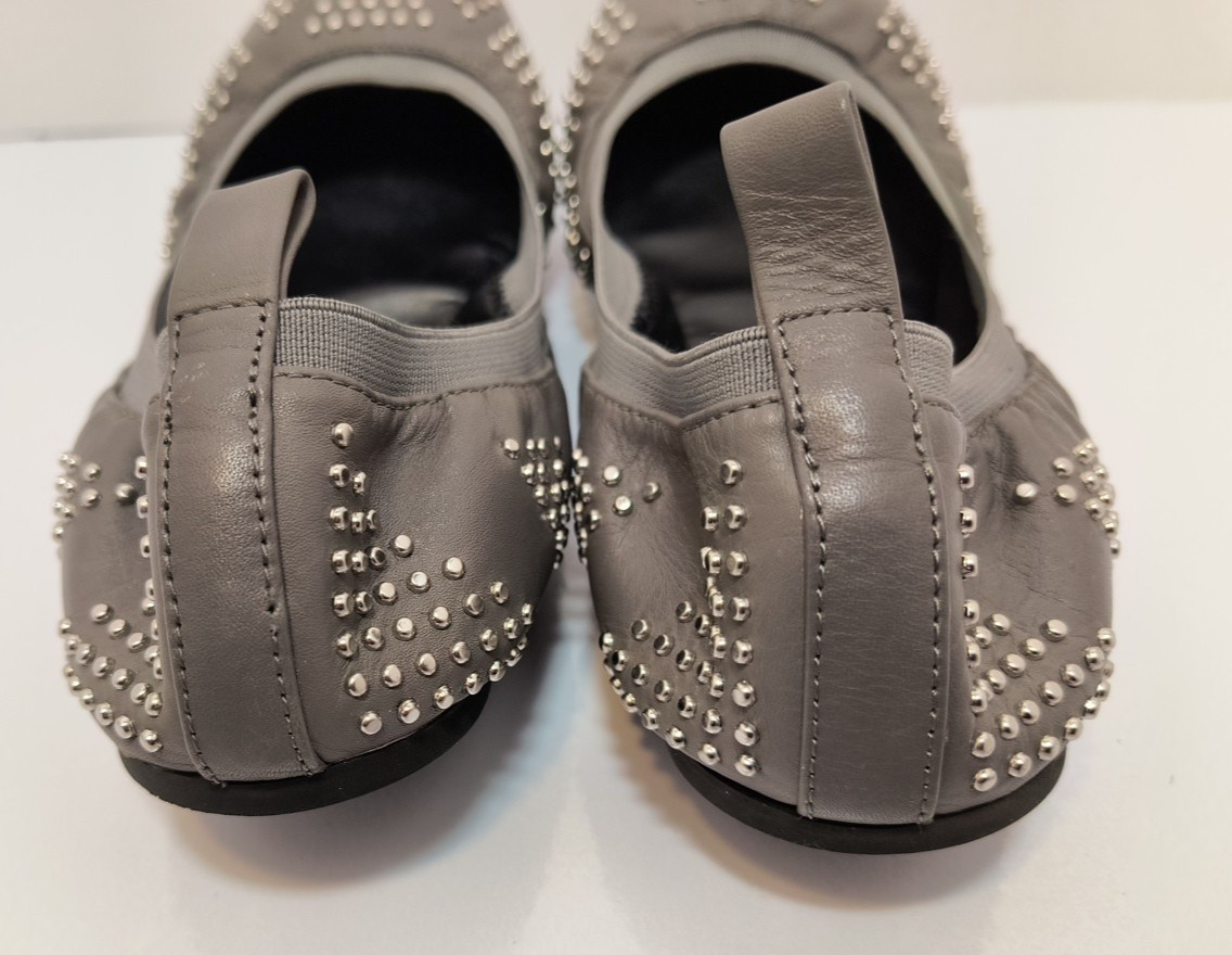 See By Chloe Gray Leather Studded Stretch Ballet Flatsd Women’s Size 40 U.S. 10