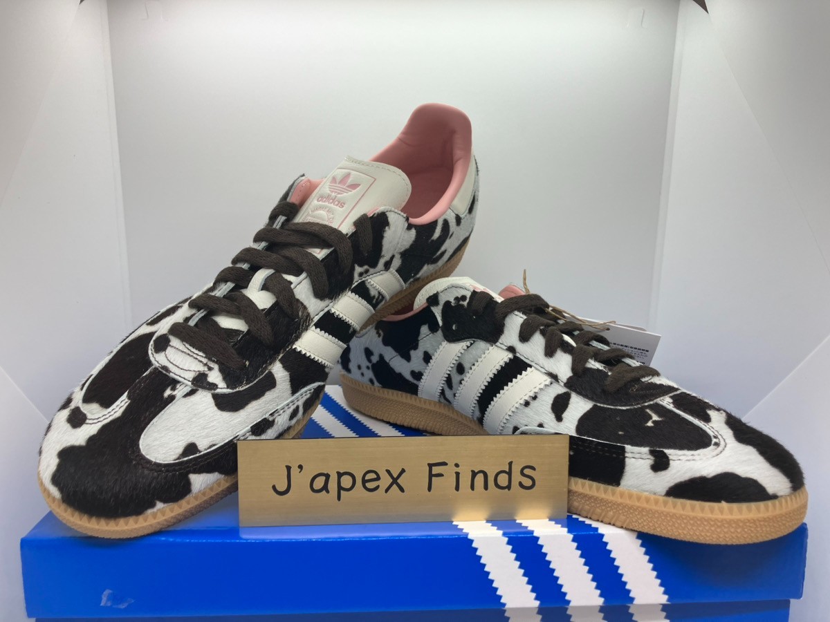 adidas Samba OG JR1256 Cow Print Dark Brown Off White Women’s Size