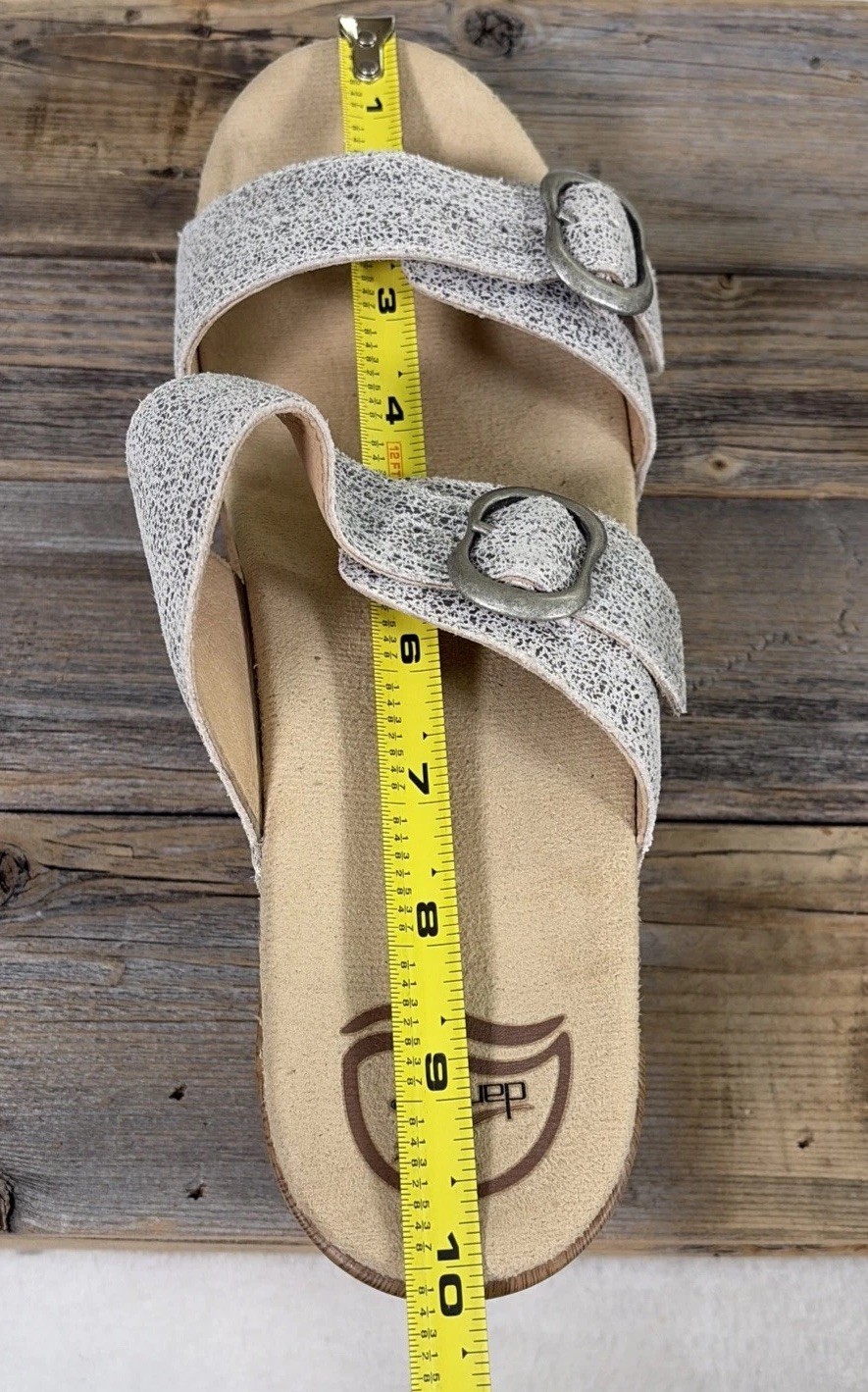 Dansko Sophie 40 9.5-10 Taupe Beige Leather Wedge 2 Buckle Strap Sandals Summer