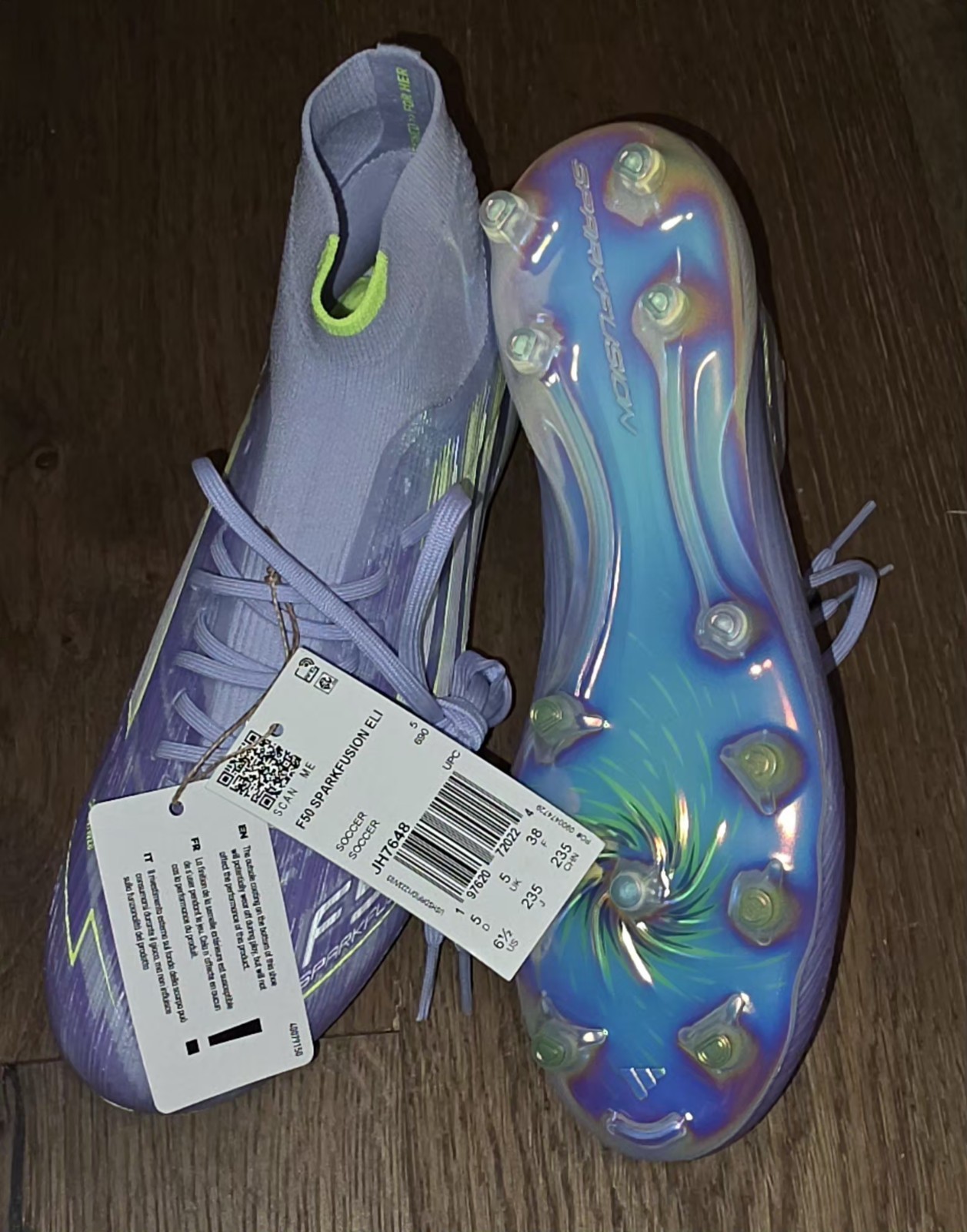 NEW Sz 6.5 Women’s Adidas F50 Sparkfusion Elite Mid FG AG Violet Volt JH7648