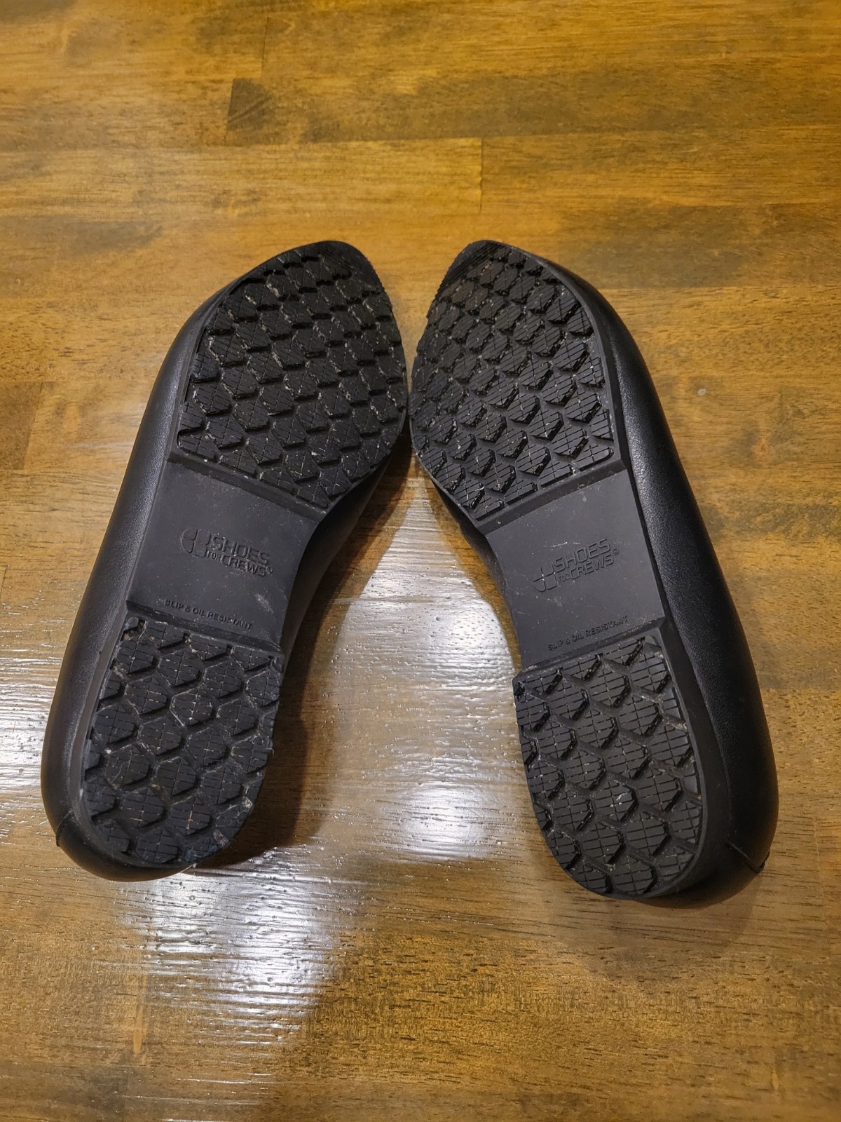 Shoes For Crews Womens Leather Slip-On Loafer Black Slip Resistant Sz 9 Workwear