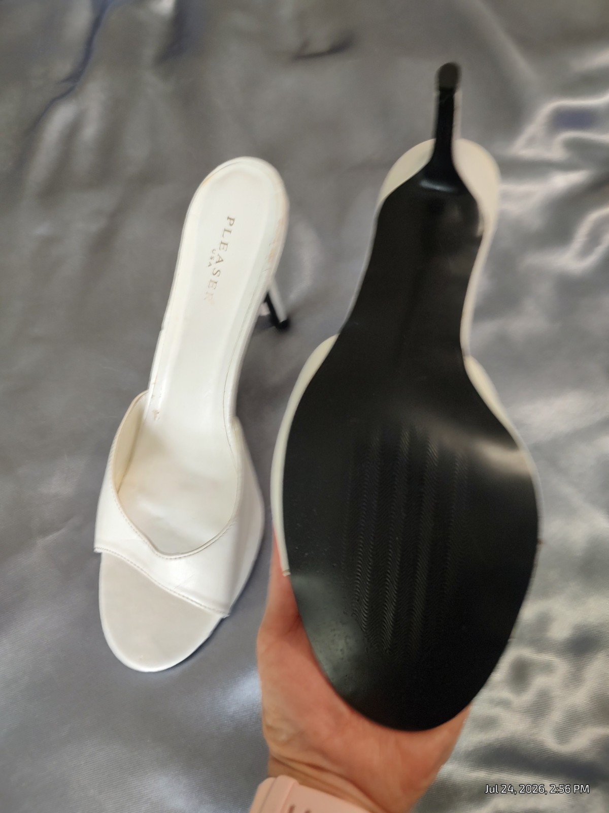 Womens white slip ons mary jane pumps size 15 with 5′ heel
