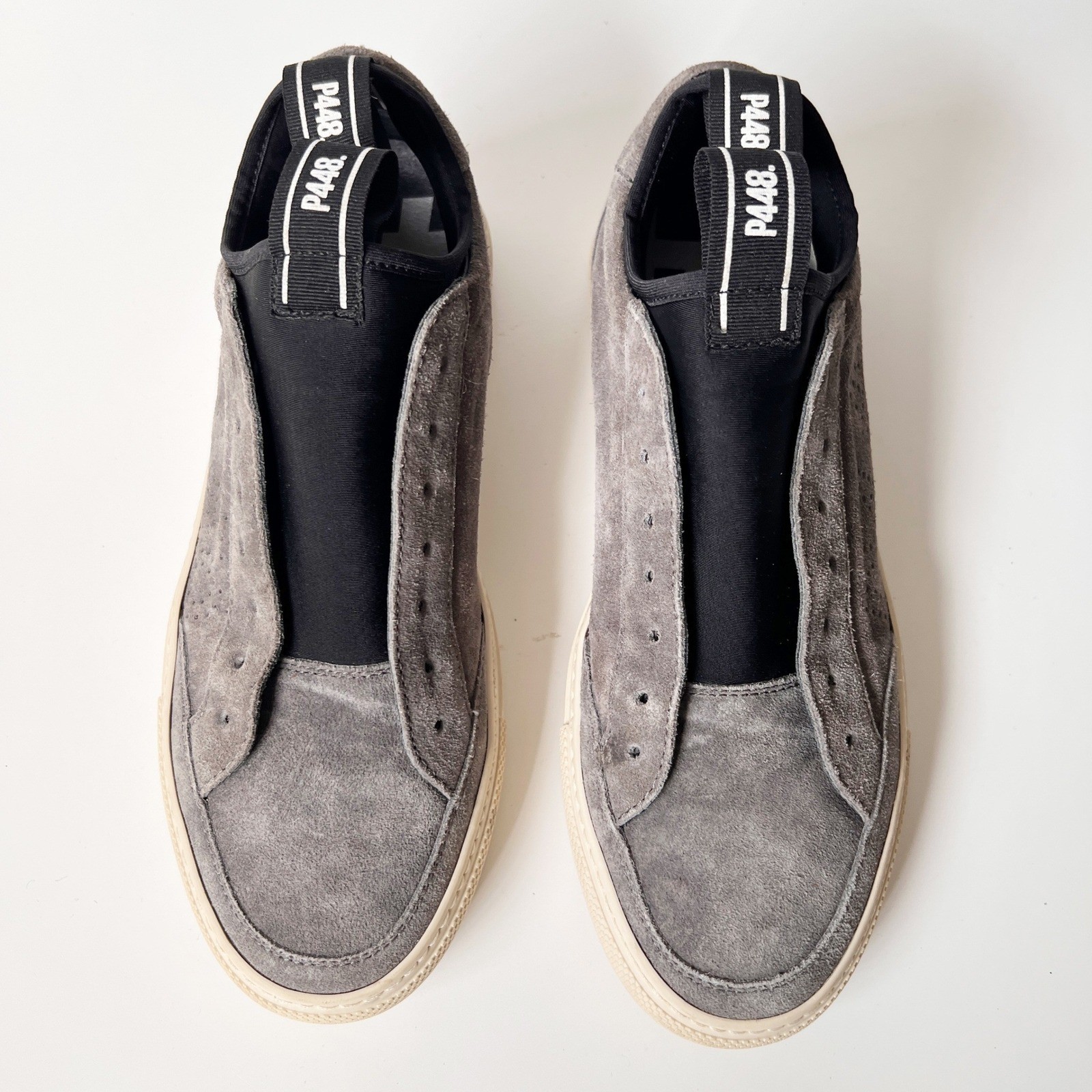 P448 Soho Sock Sneakers Avana Size 40 Grey Low Top Shoes Suede Leather