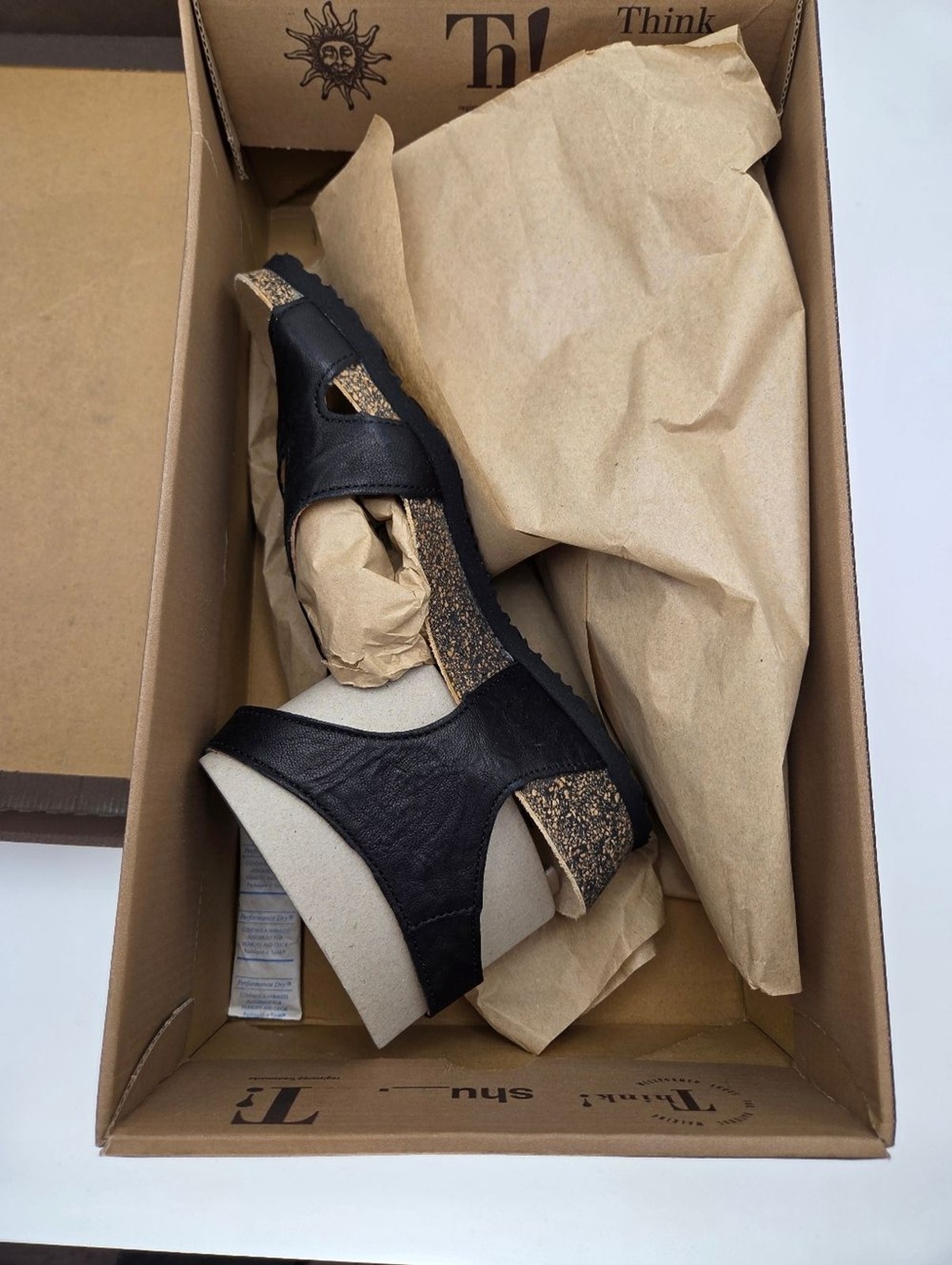 Think! Dumia Black Strappy Ankle-Wrap Sandals 36