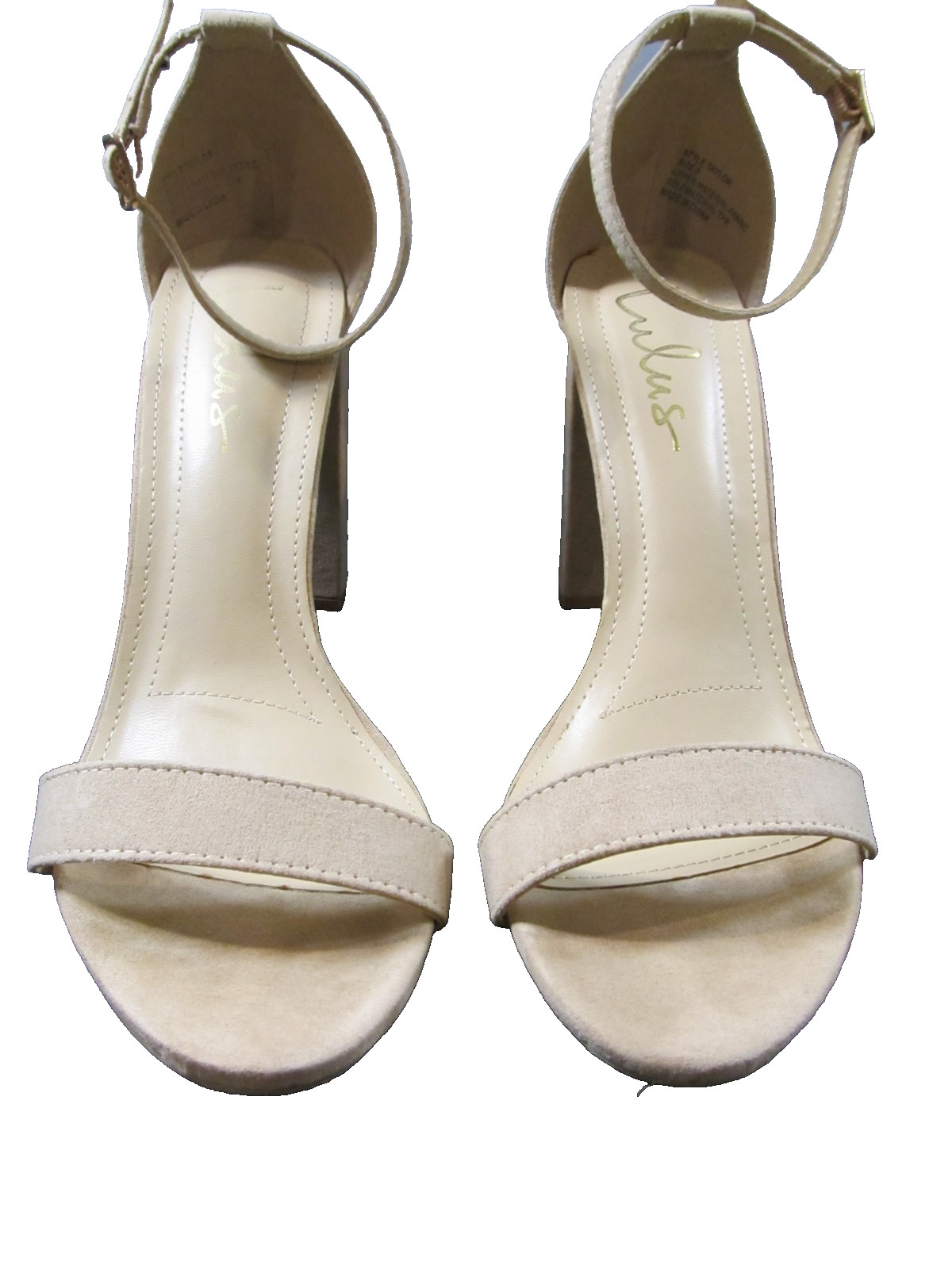 Lulus Taylor Vegan Suede Ankle Strap Heels Natural Women’s Size 9 Block Heel