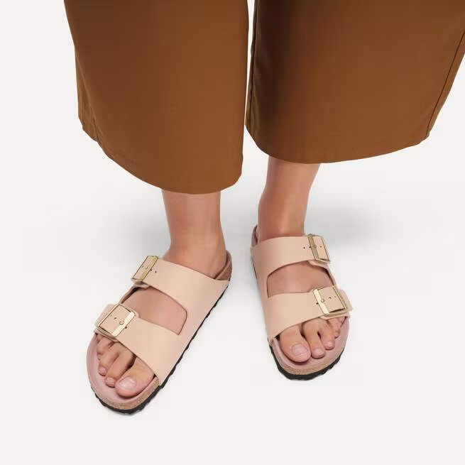 BIRKENSTOCK ARIZONA TRIPLES NEW BEIGE/PINK CLAY SANDCASTLE/OYSTER MEDIUM/NARROW
