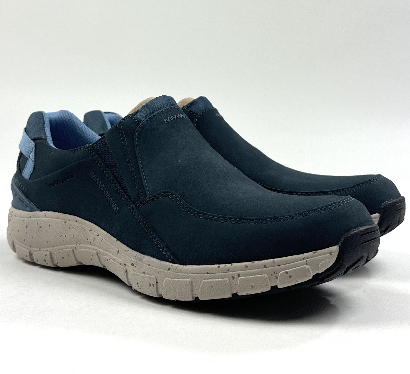 Clarks Wave Plateau AP Blue Nubuck Leather Womens 9 Wide Shoes Sneakers 26174450