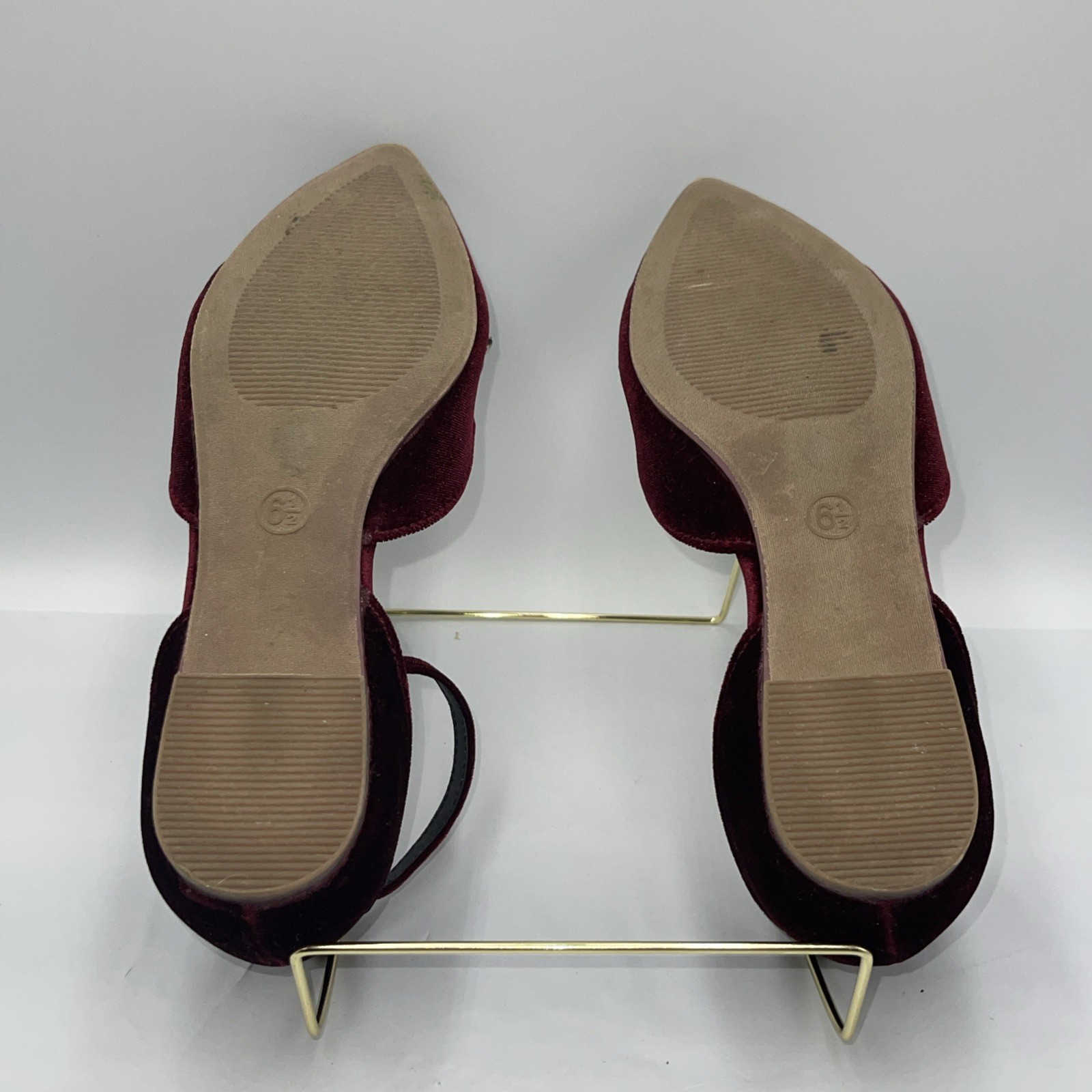By Farylrobin Celinda Velvet Embellished Flats Wine / Red Women’s Size 6.5