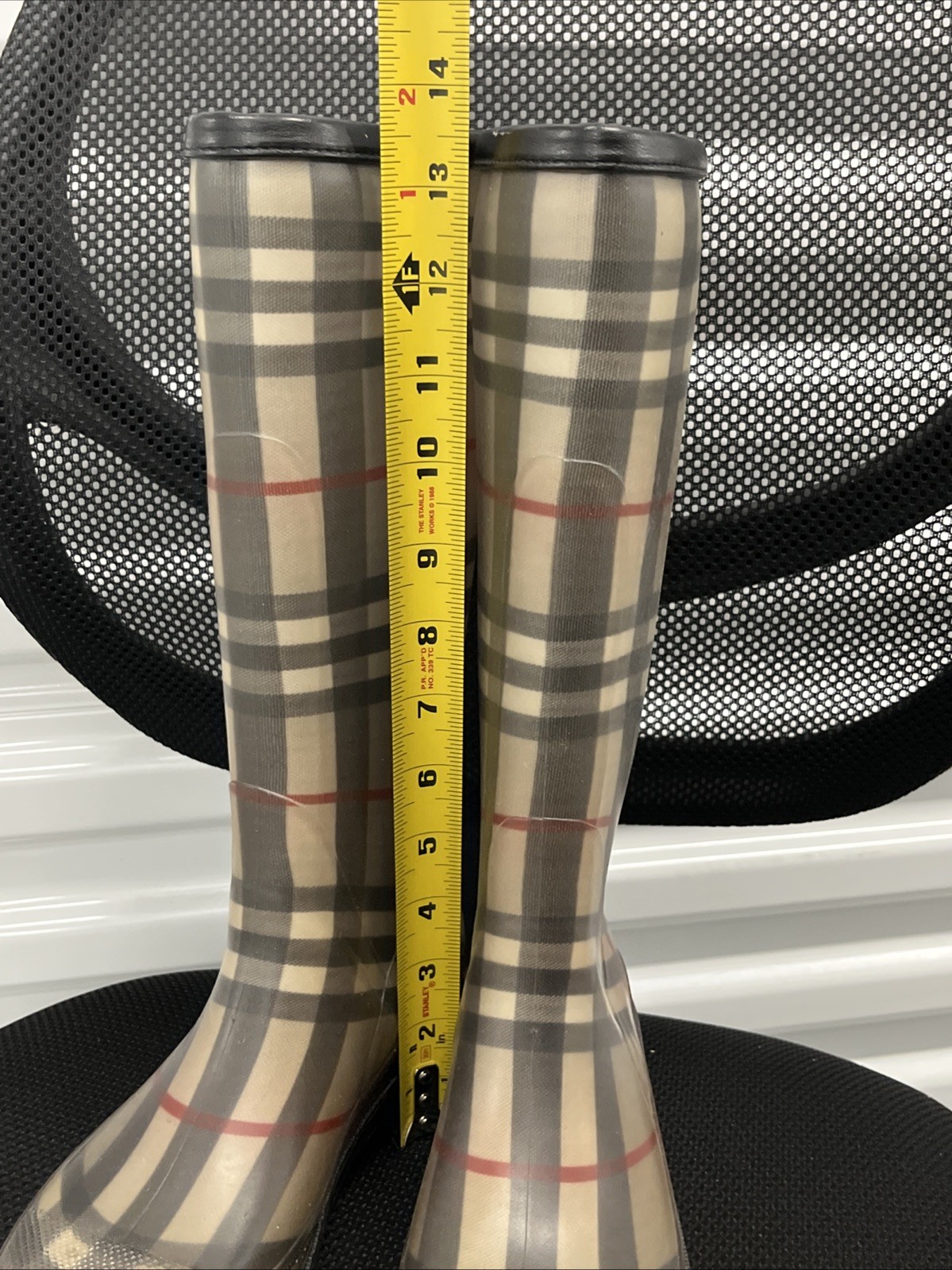 Burberry Nova Check Rubber Rain Boots (4 US, 37 EUR)