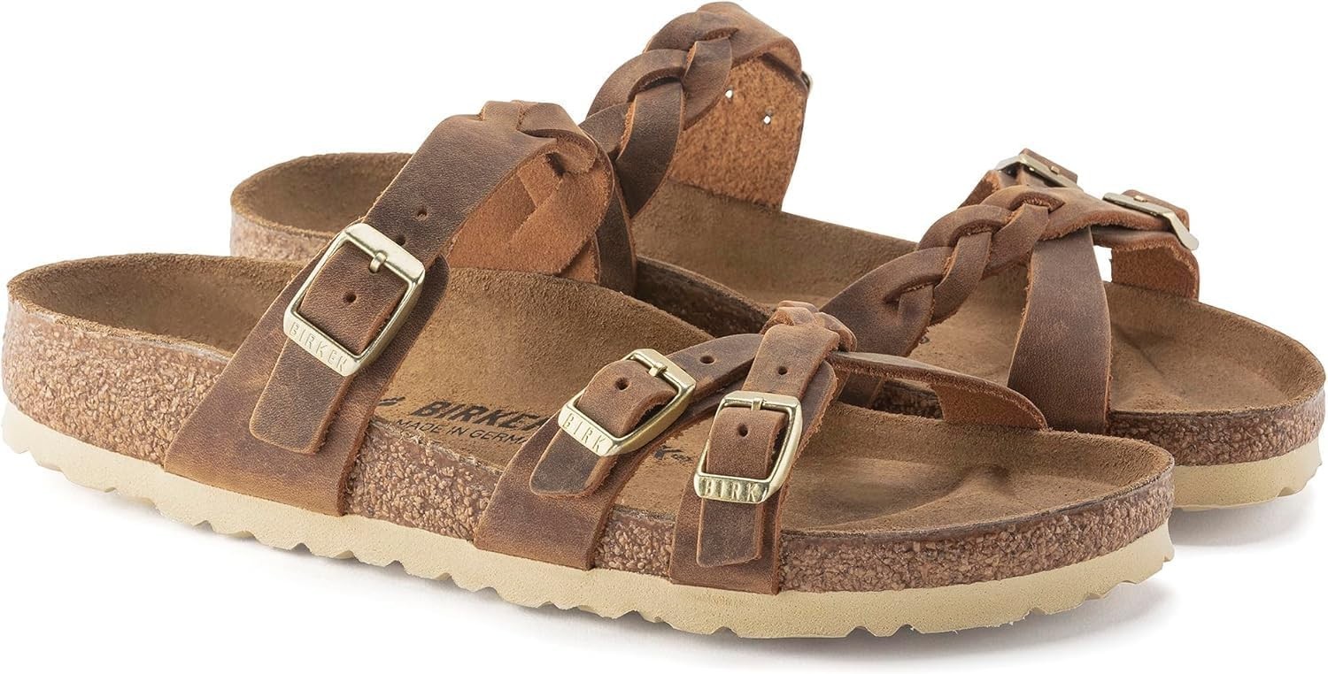 Birkenstock Women’s Franca Braided Oiled Leather Sandals, Cognac, EU 37/US 6-6.5