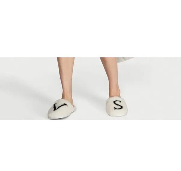 Victoria’s Secret VS Soft Plush Closed Toe Faux Fur Slippers White S M L NWT