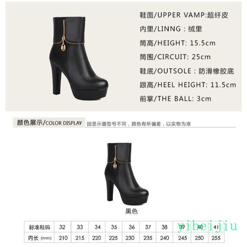 Womens Fall Winter High Heel Platform Ankle Boots Dress Side Zip Leather Casual