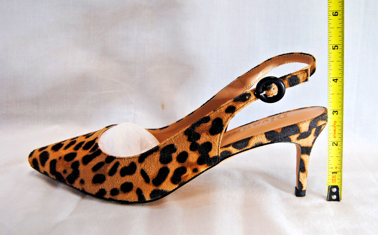 Divanne Womens Leopard Print Pointed Toe Slingback Strap Kitten Heels New T2350